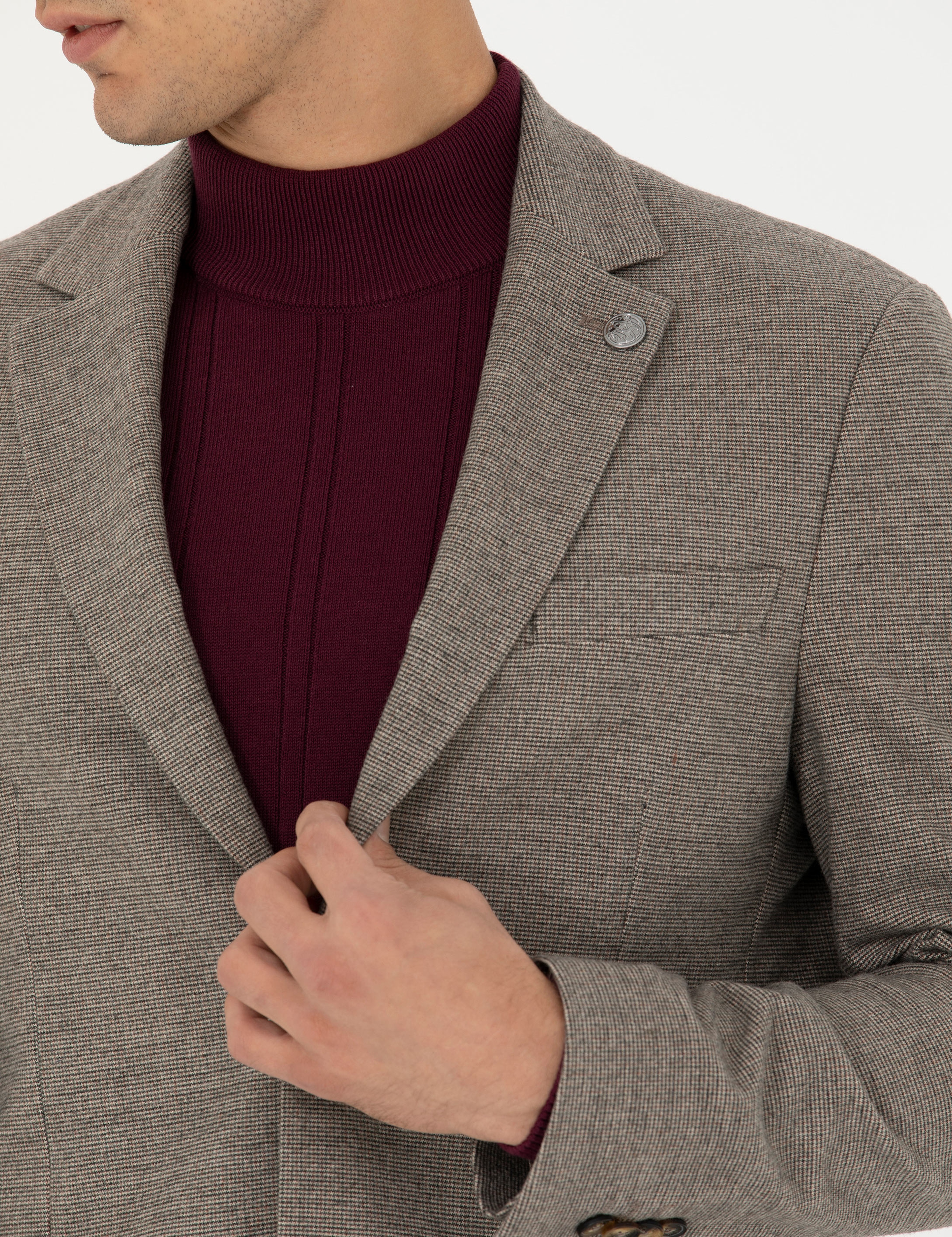 Bej Slim Fit Ceket - Image 7