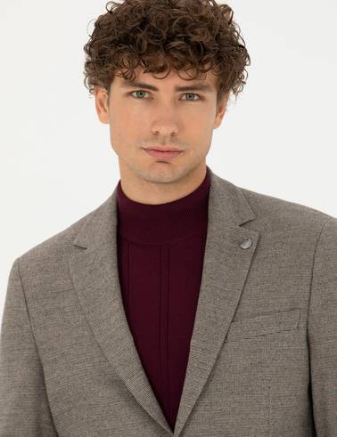 Bej Slim Fit Ceket