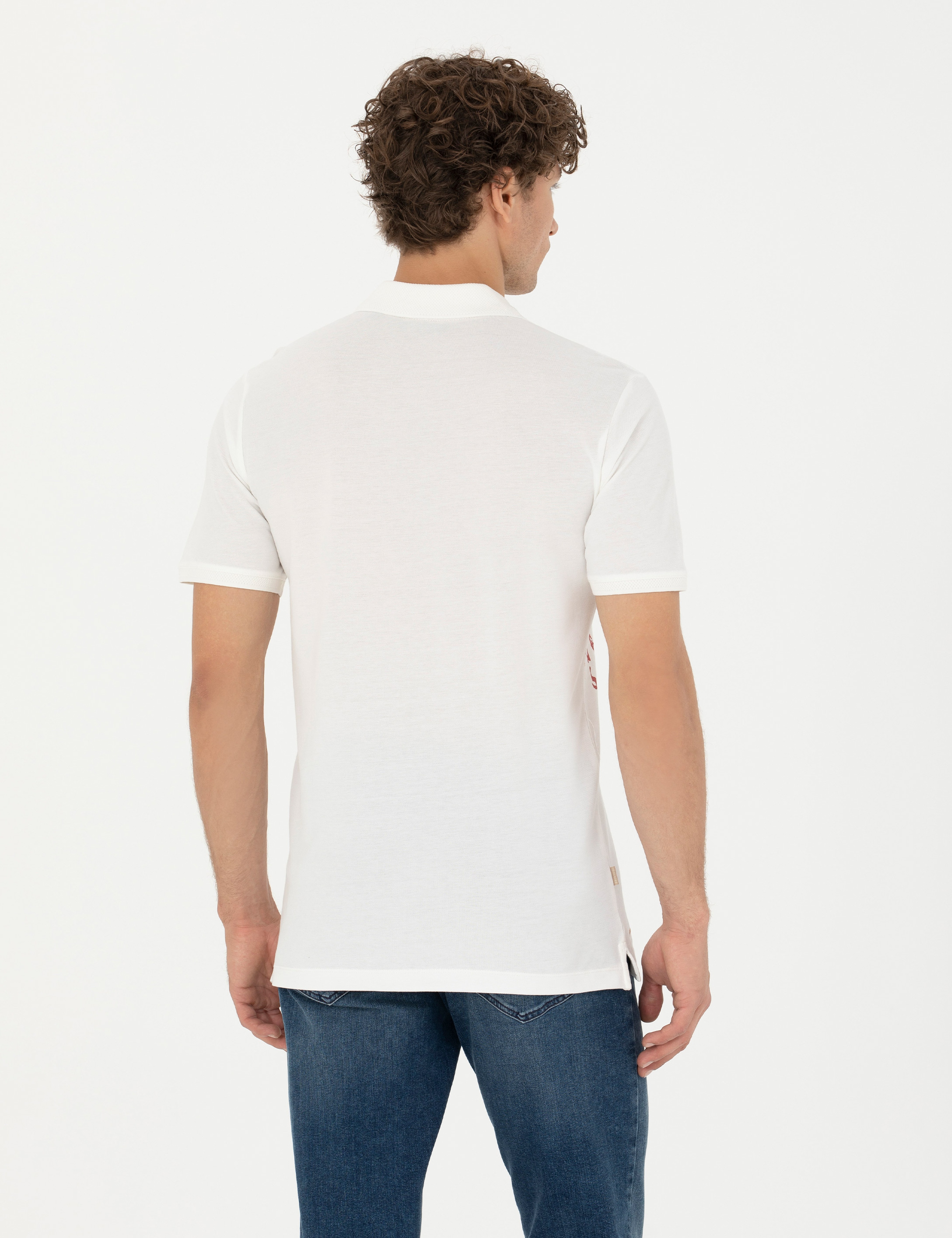 Ekru Slim Fit Polo Yaka Tişört