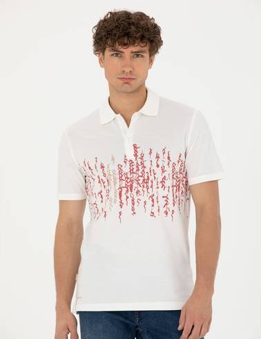Ekru Slim Fit Polo Yaka Tişört