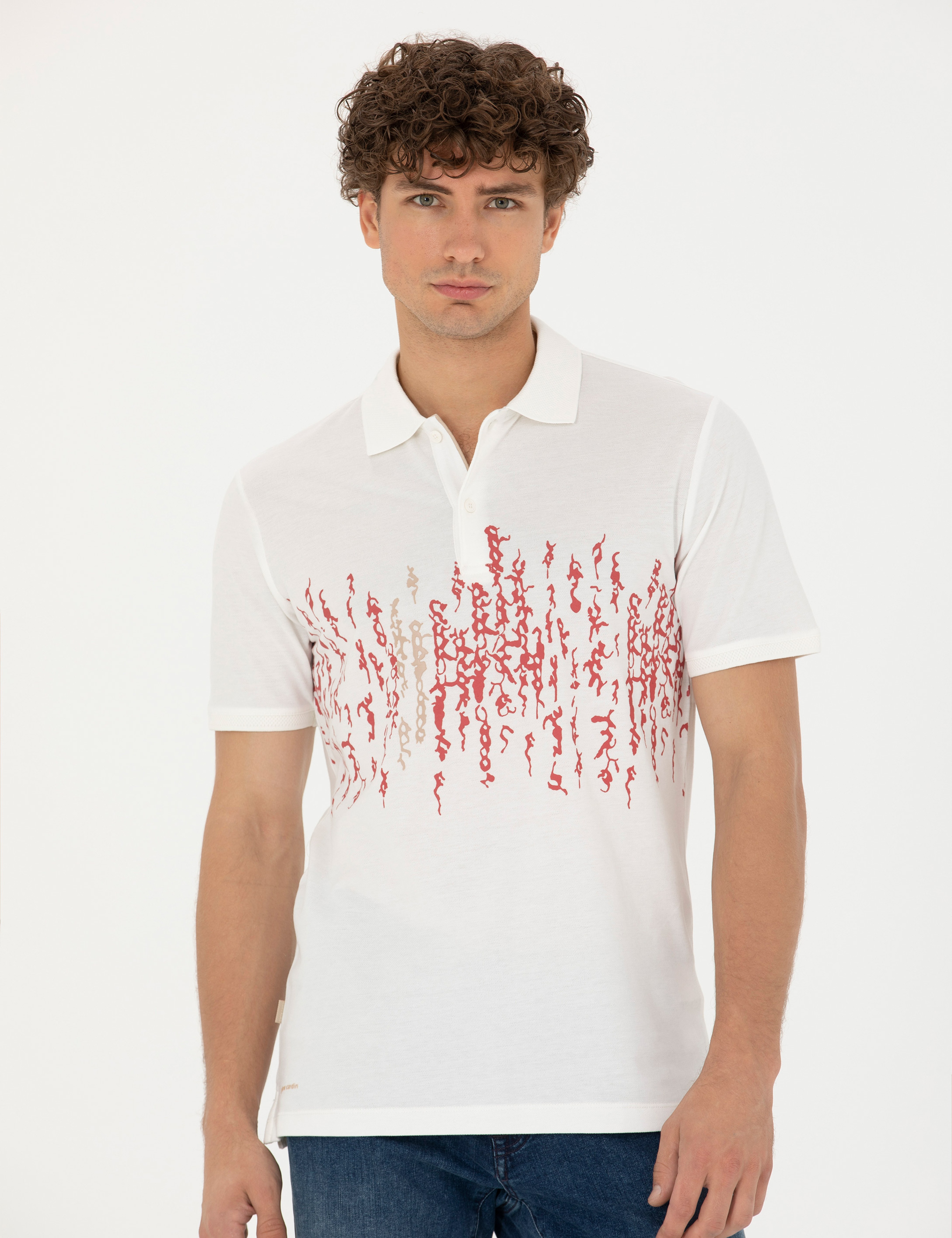 Ekru Slim Fit Polo Yaka Tişört - Image 3