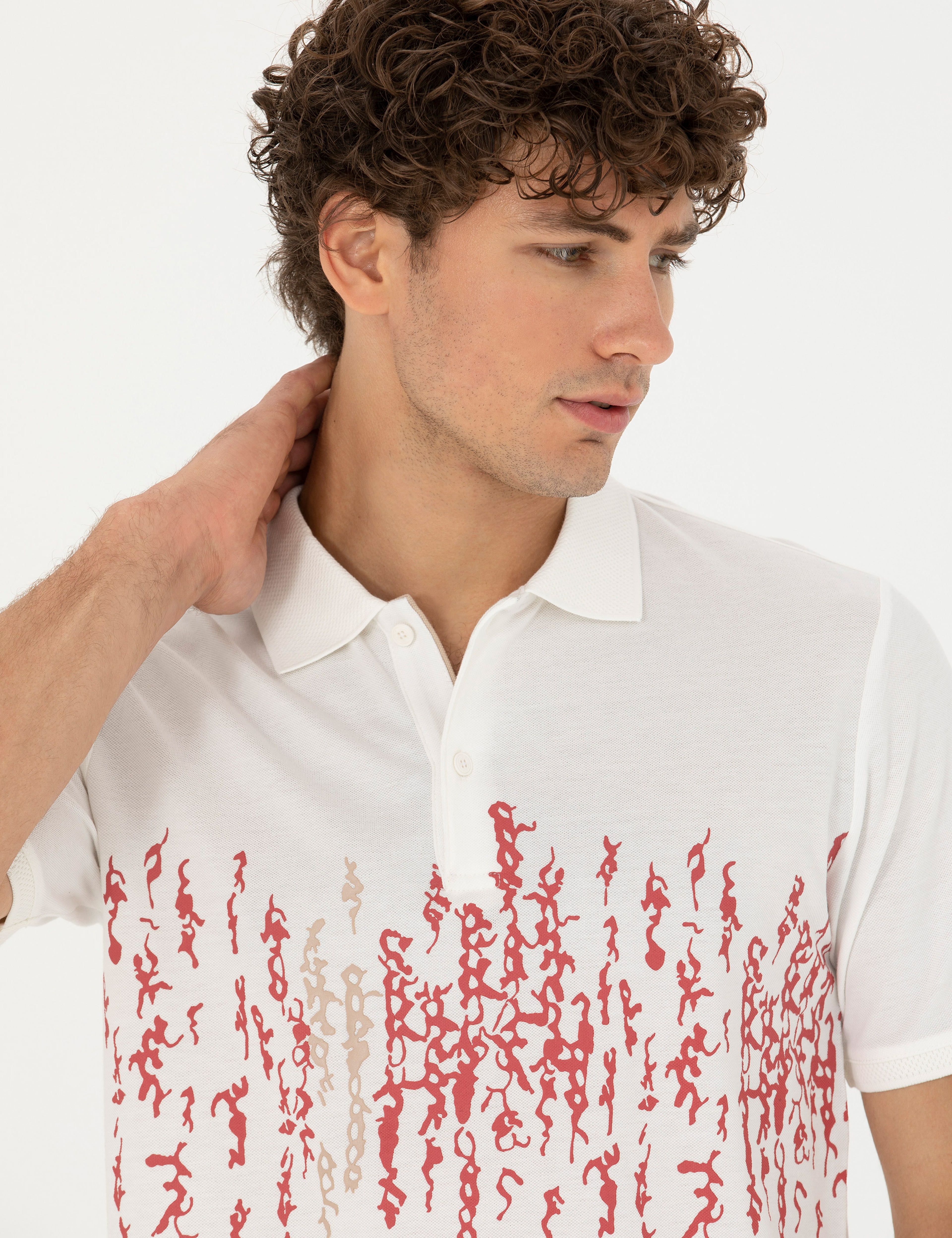 Ekru Slim Fit Polo Yaka Tişört