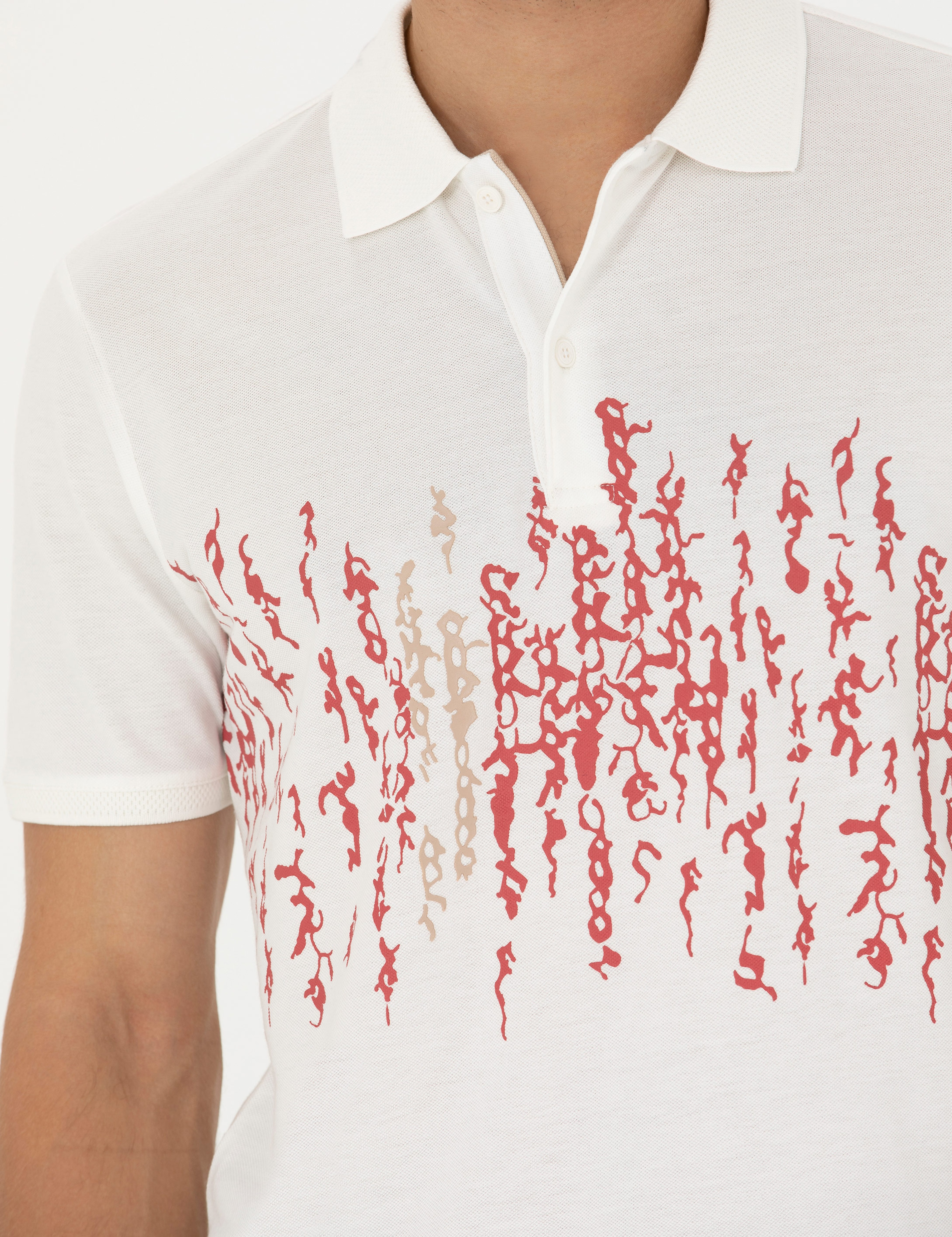 Ekru Slim Fit Polo Yaka Tişört - Image 7