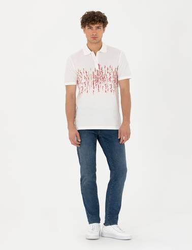 Ekru Slim Fit Polo Yaka Tişört