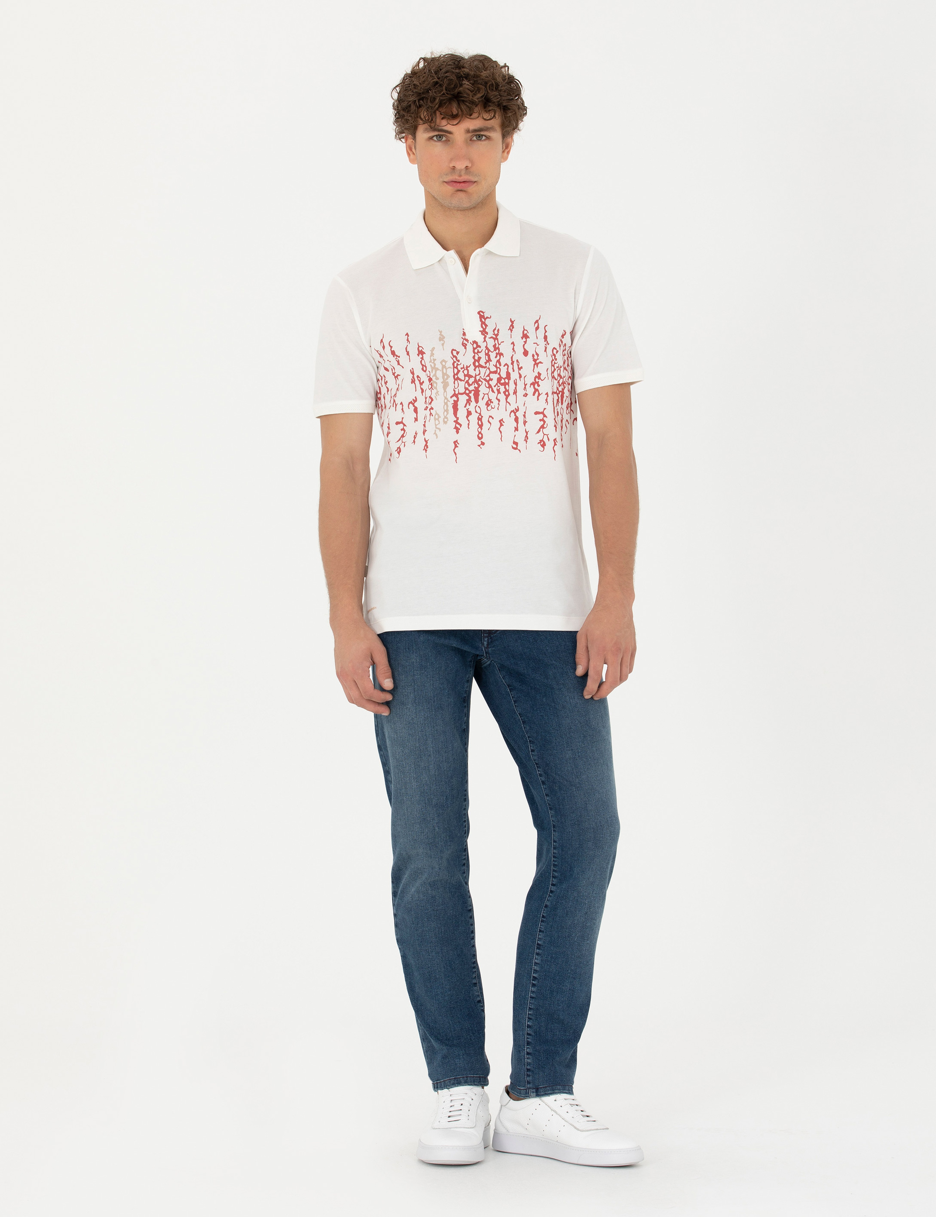 Ekru Slim Fit Polo Yaka Tişört - Image 4
