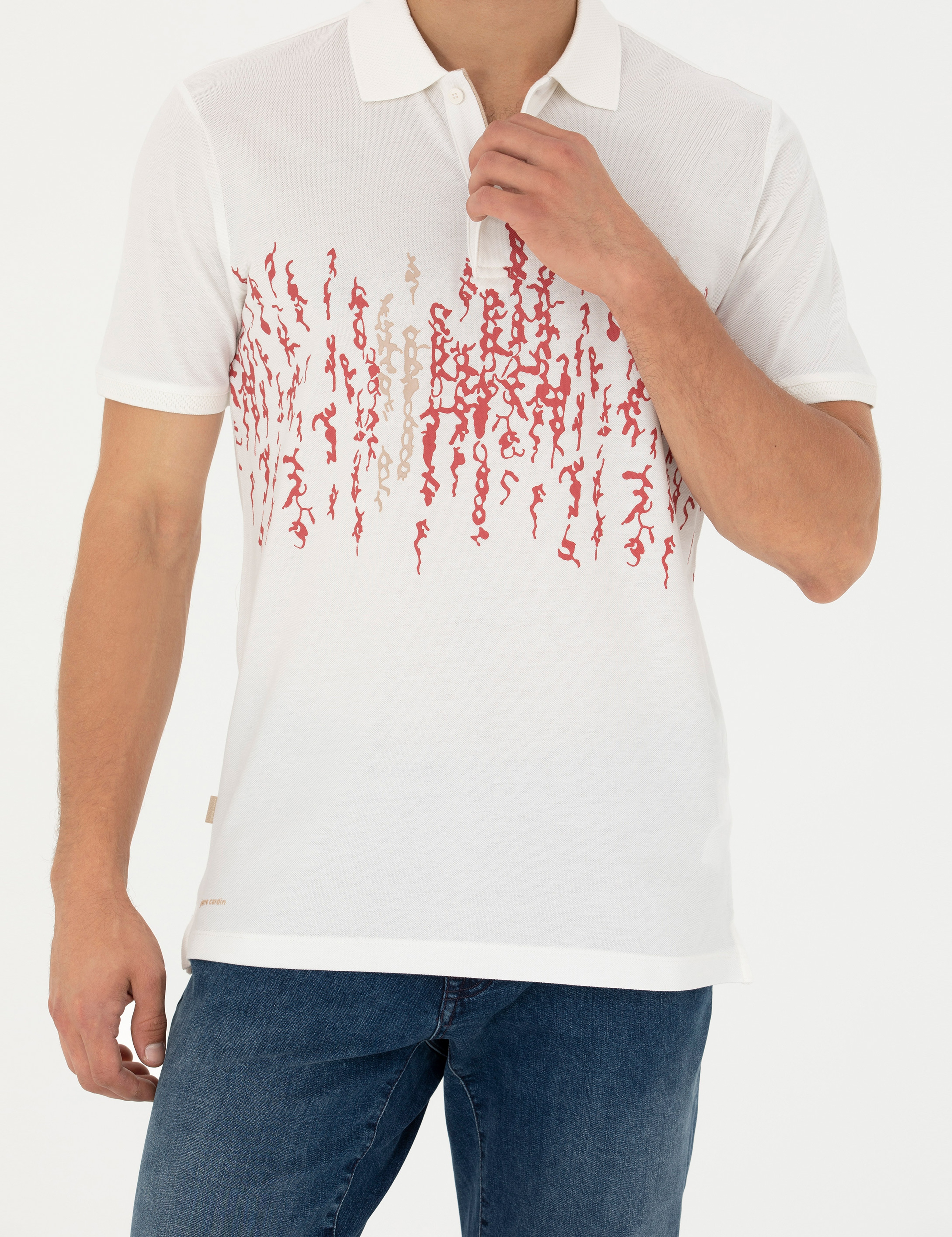 Ekru Slim Fit Polo Yaka Tişört - Image 6