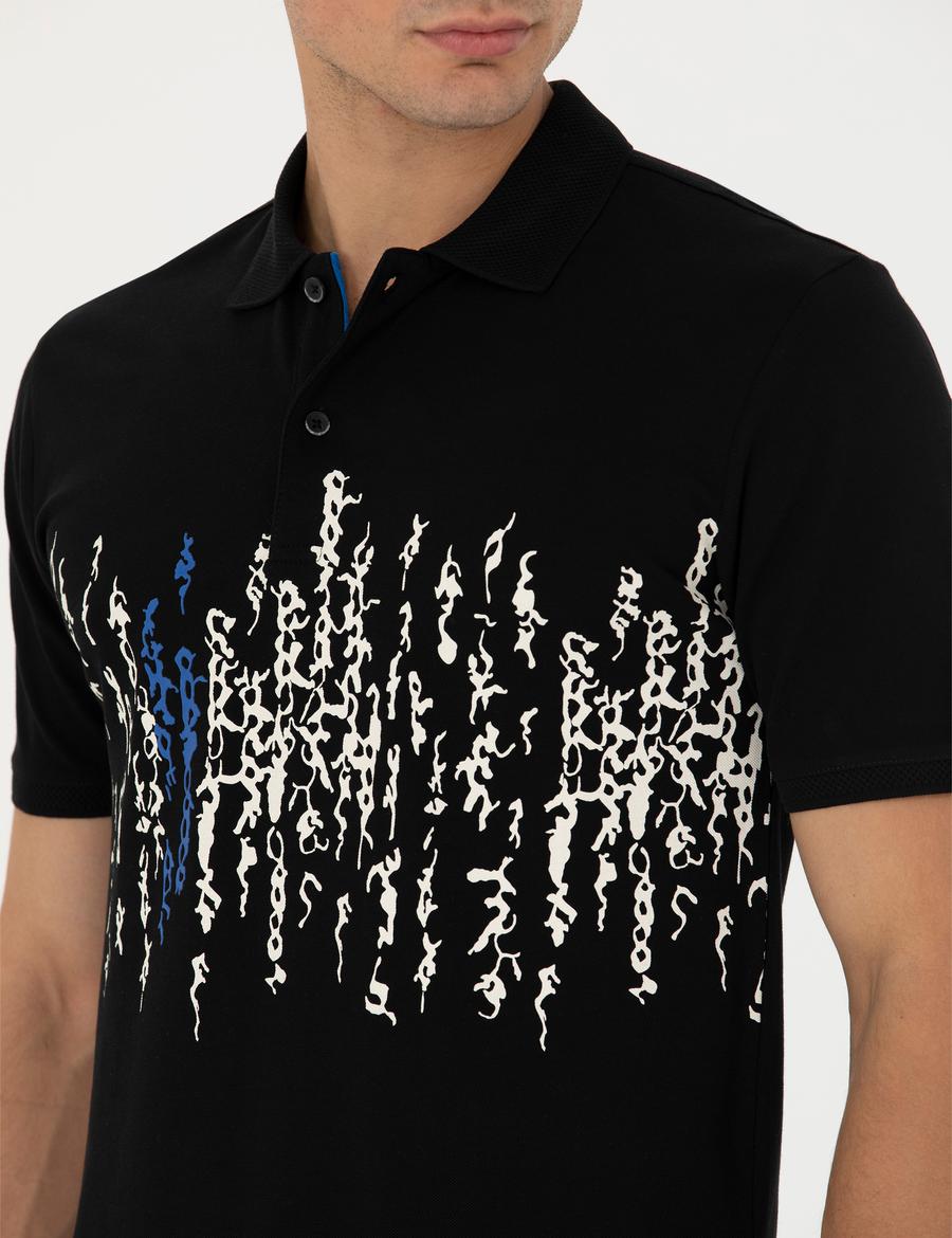 Siyah Slim Fit Polo Yaka Tişört