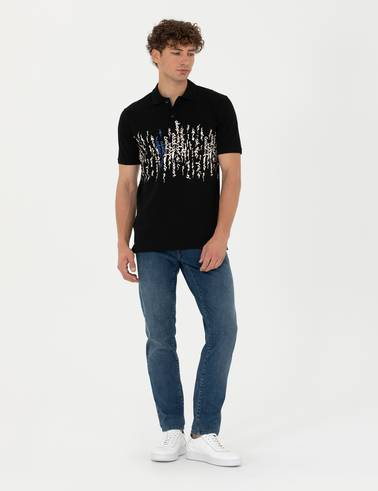 Siyah Slim Fit Polo Yaka Tişört