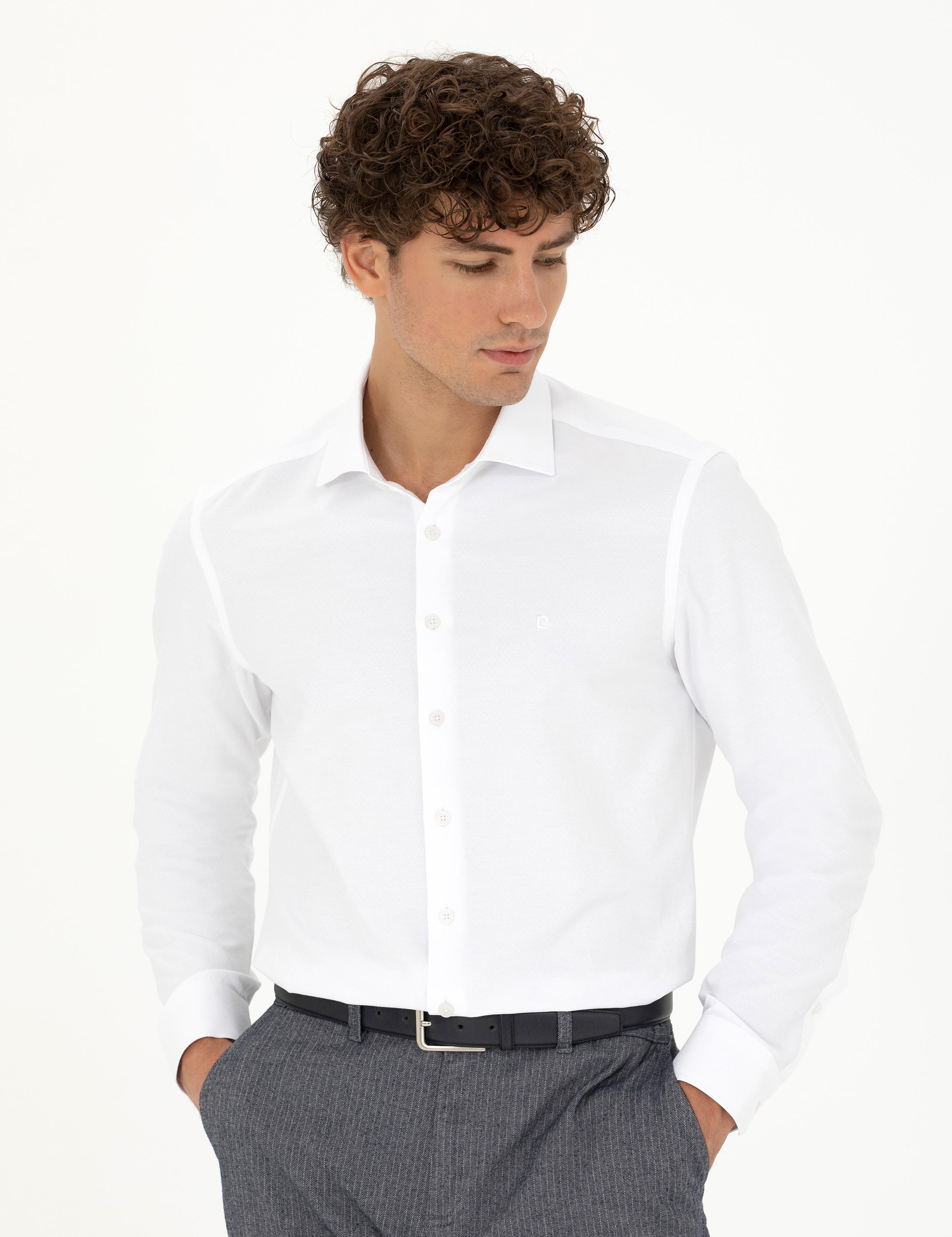 Beyaz Slim Fit Uzun Kollu Gömlek