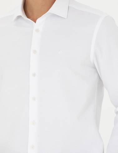 Beyaz Slim Fit Uzun Kollu Gömlek