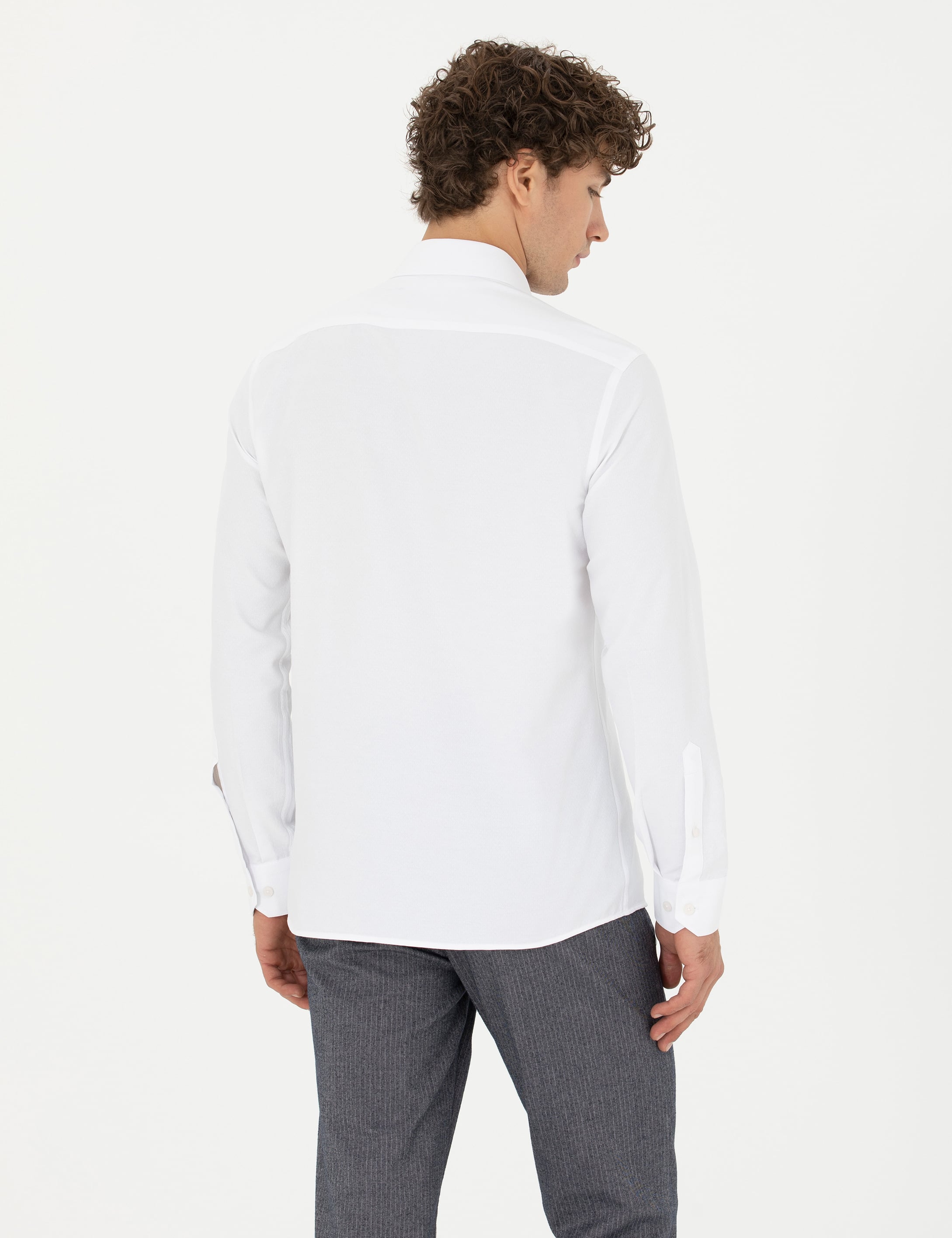 Pierre Cardin Beyaz Slim Fit Uzun Kollu Gömlek görsel 5