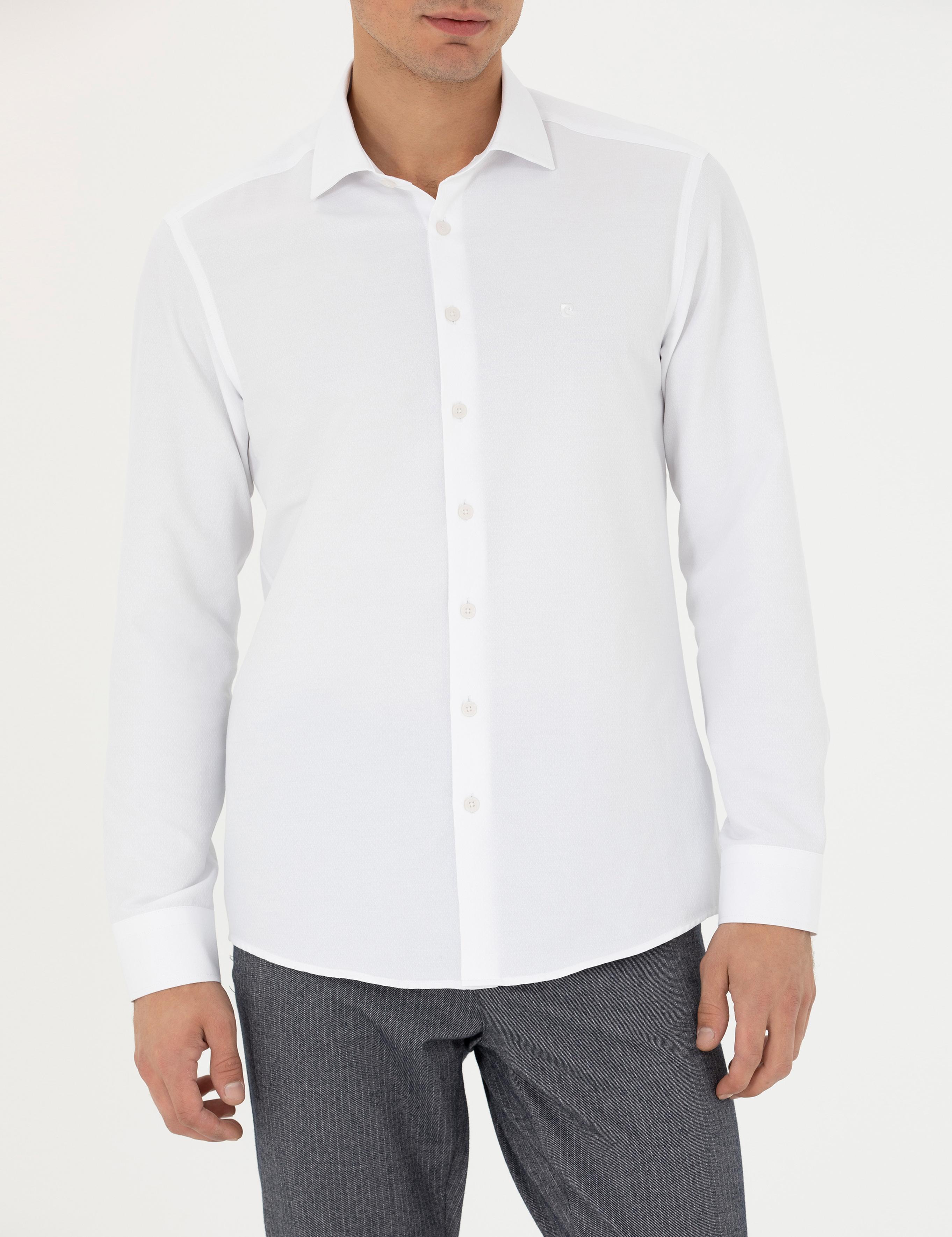 Beyaz Slim Fit Uzun Kollu Gömlek