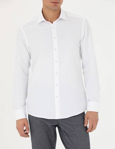Beyaz Slim Fit Uzun Kollu Gömlek