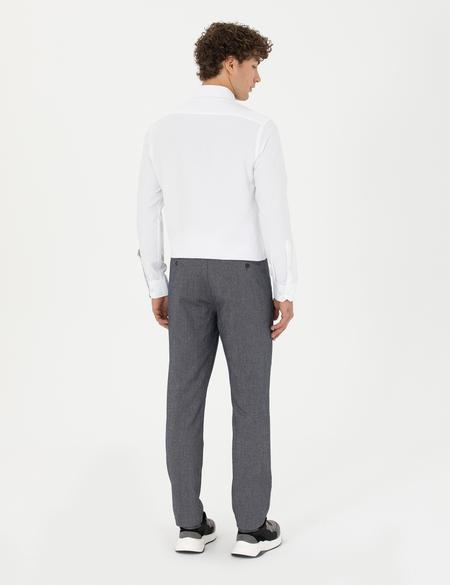 Açık Lacivert Slim Fit Çizgili Kanvas Pantolon - 50278468286