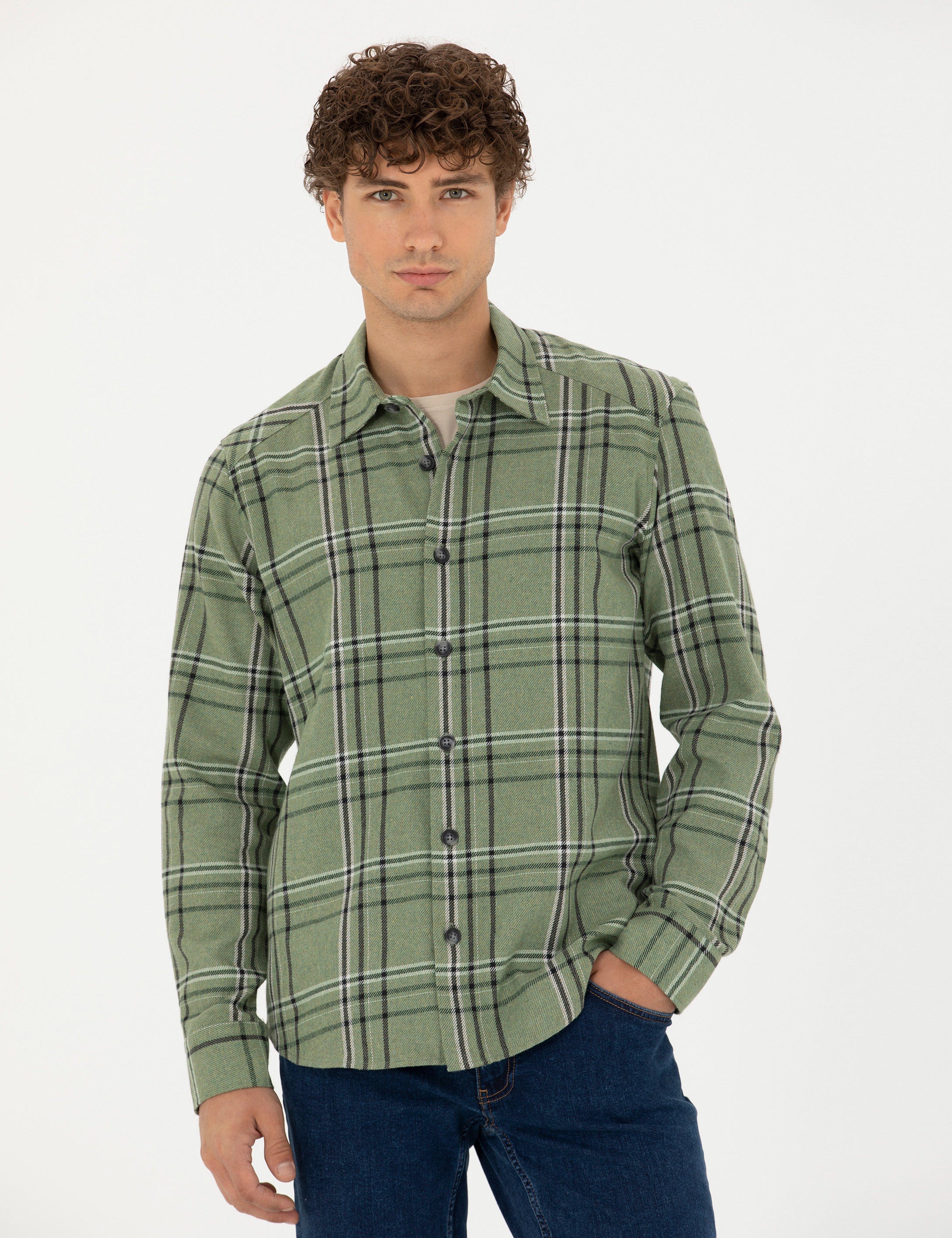 Haki Oversize Uzun Kollu Gömlek - Image 3