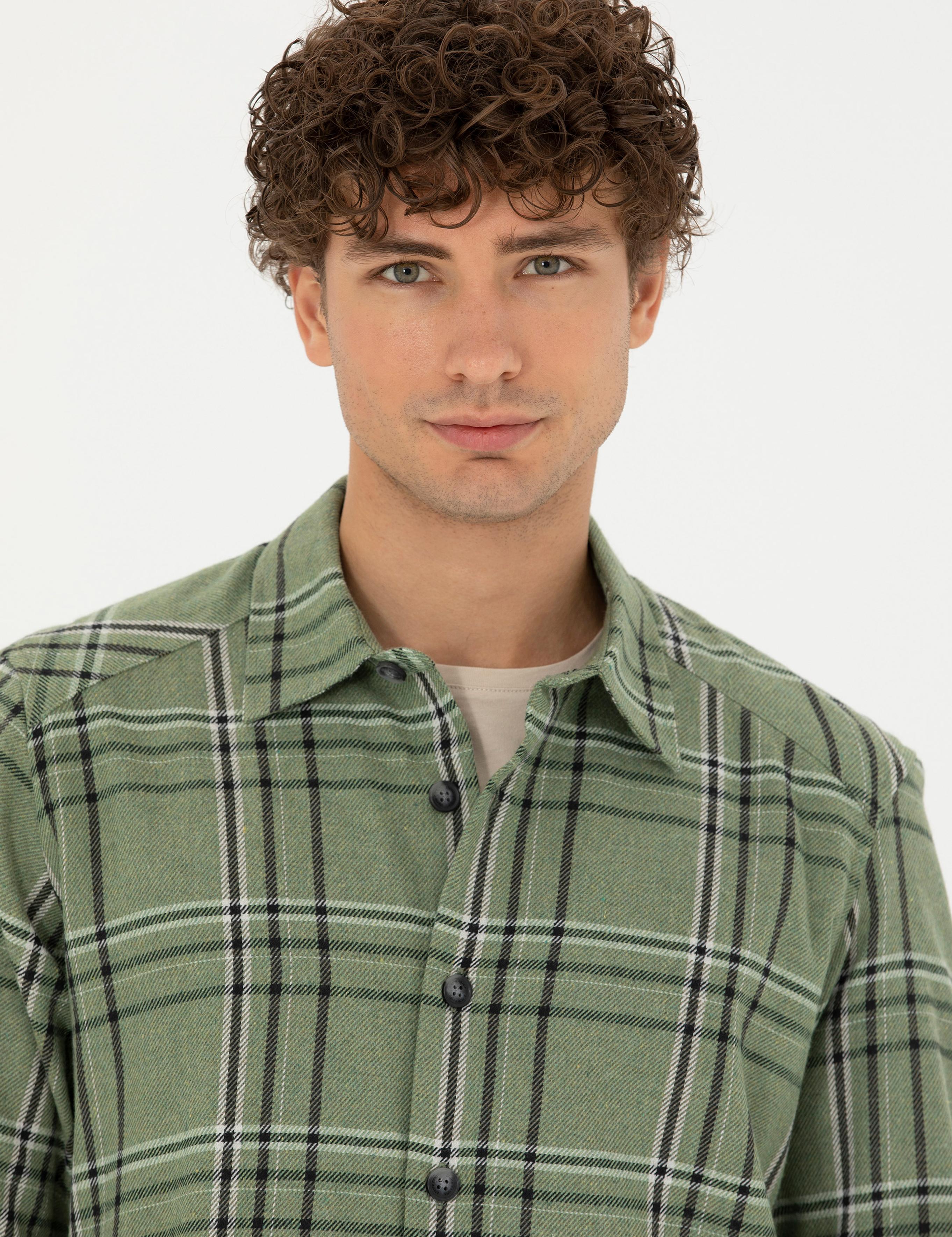 Haki Oversize Uzun Kollu Gömlek