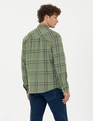 Haki Oversize Uzun Kollu Gömlek