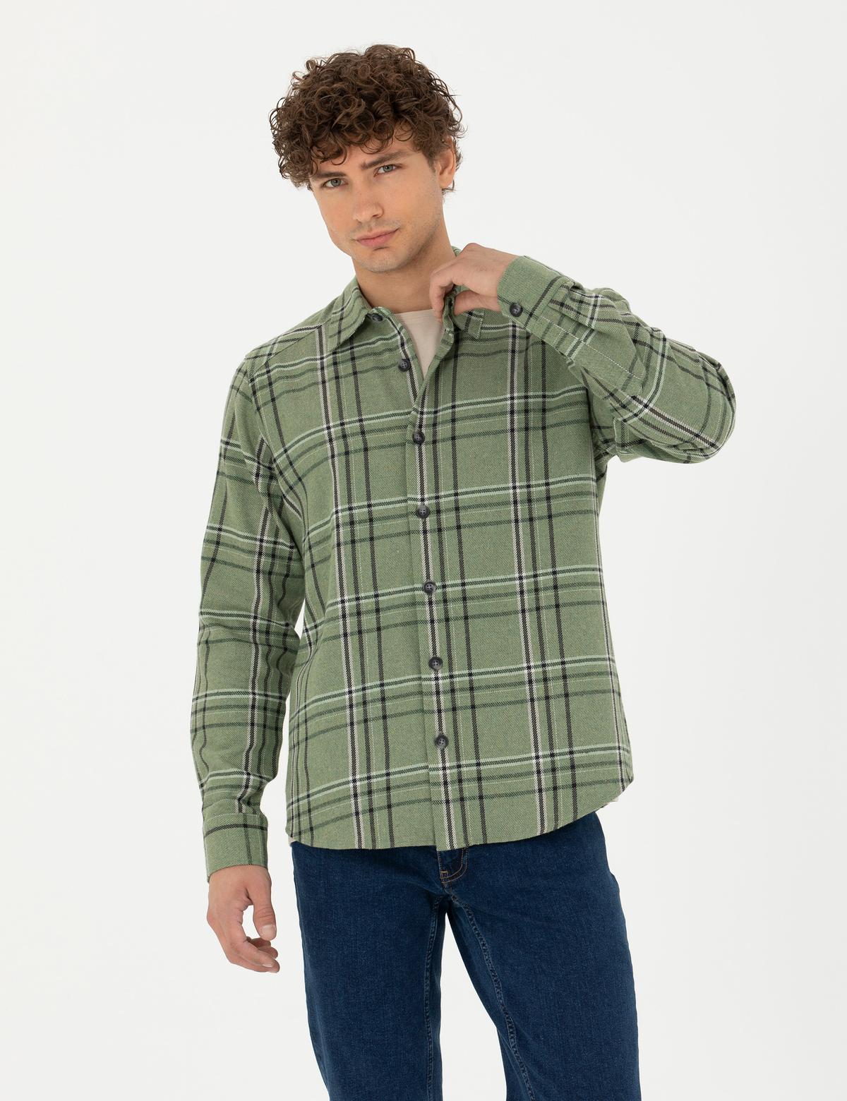 Haki Oversize Uzun Kollu Gömlek