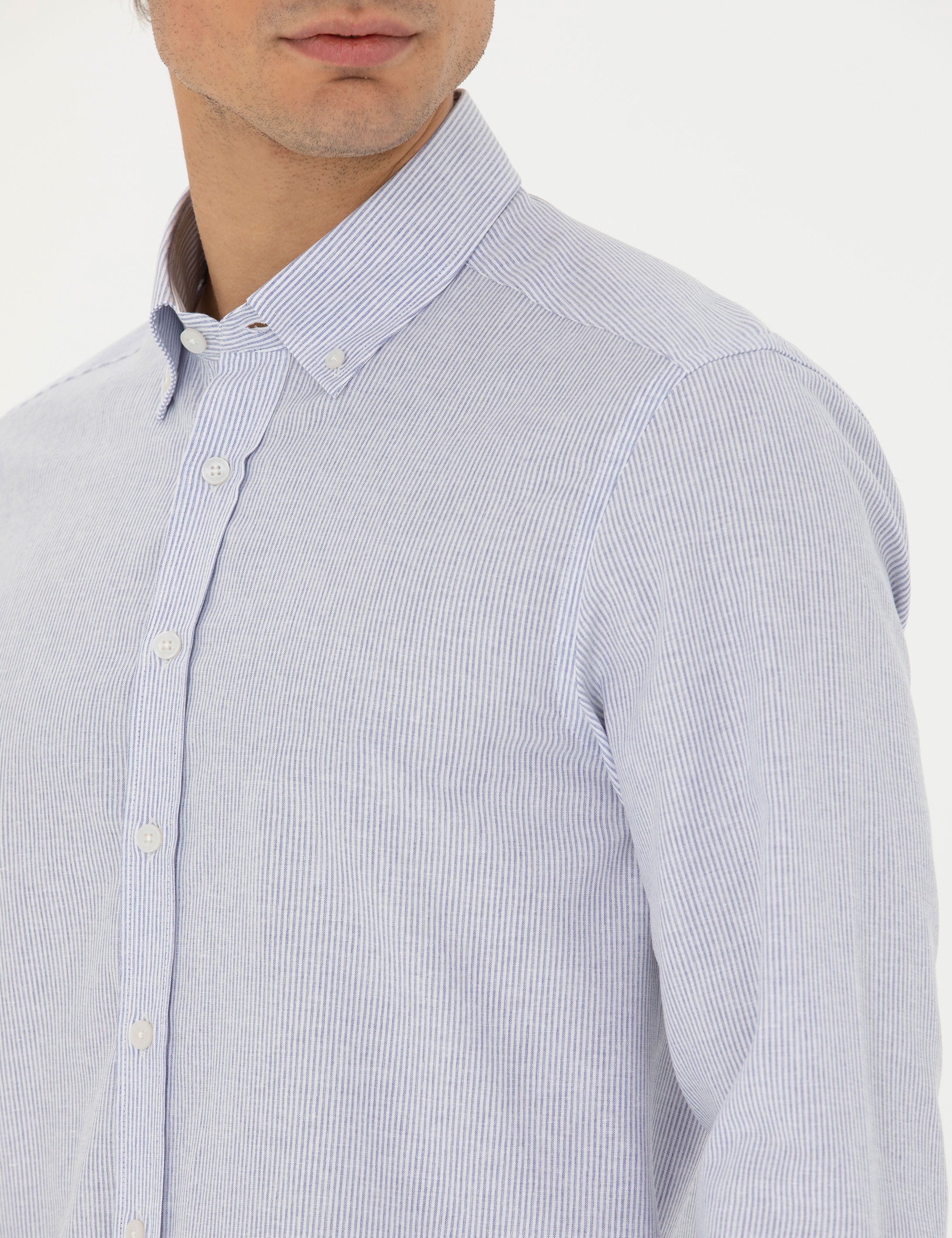 Mavi Slim Fit Uzun Kollu Gömlek