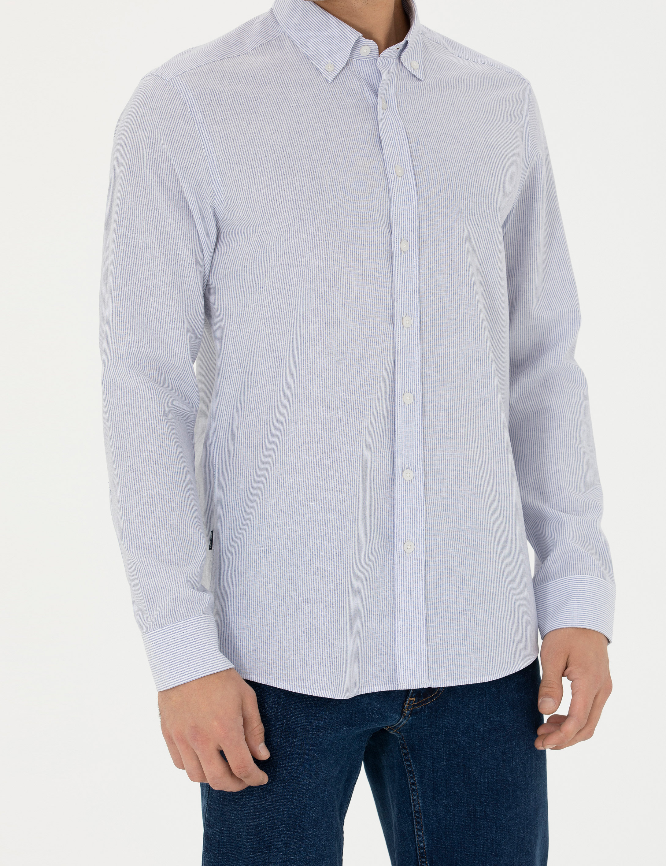 Mavi Slim Fit Uzun Kollu Gömlek