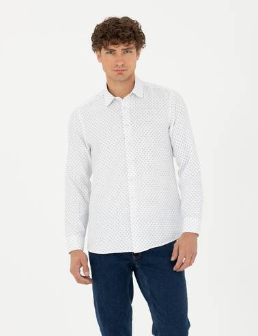 Petrol Slim Fit Uzun Kollu Gömlek