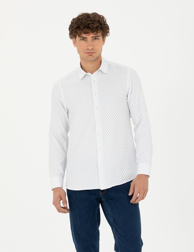 Petrol Slim Fit Uzun Kollu Gömlek