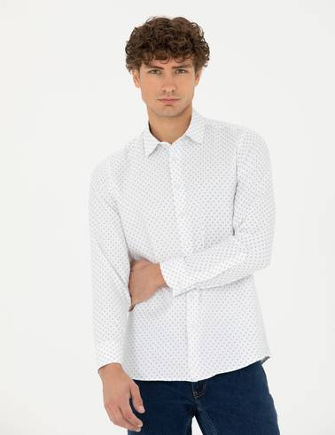 Petrol Slim Fit Uzun Kollu Gömlek