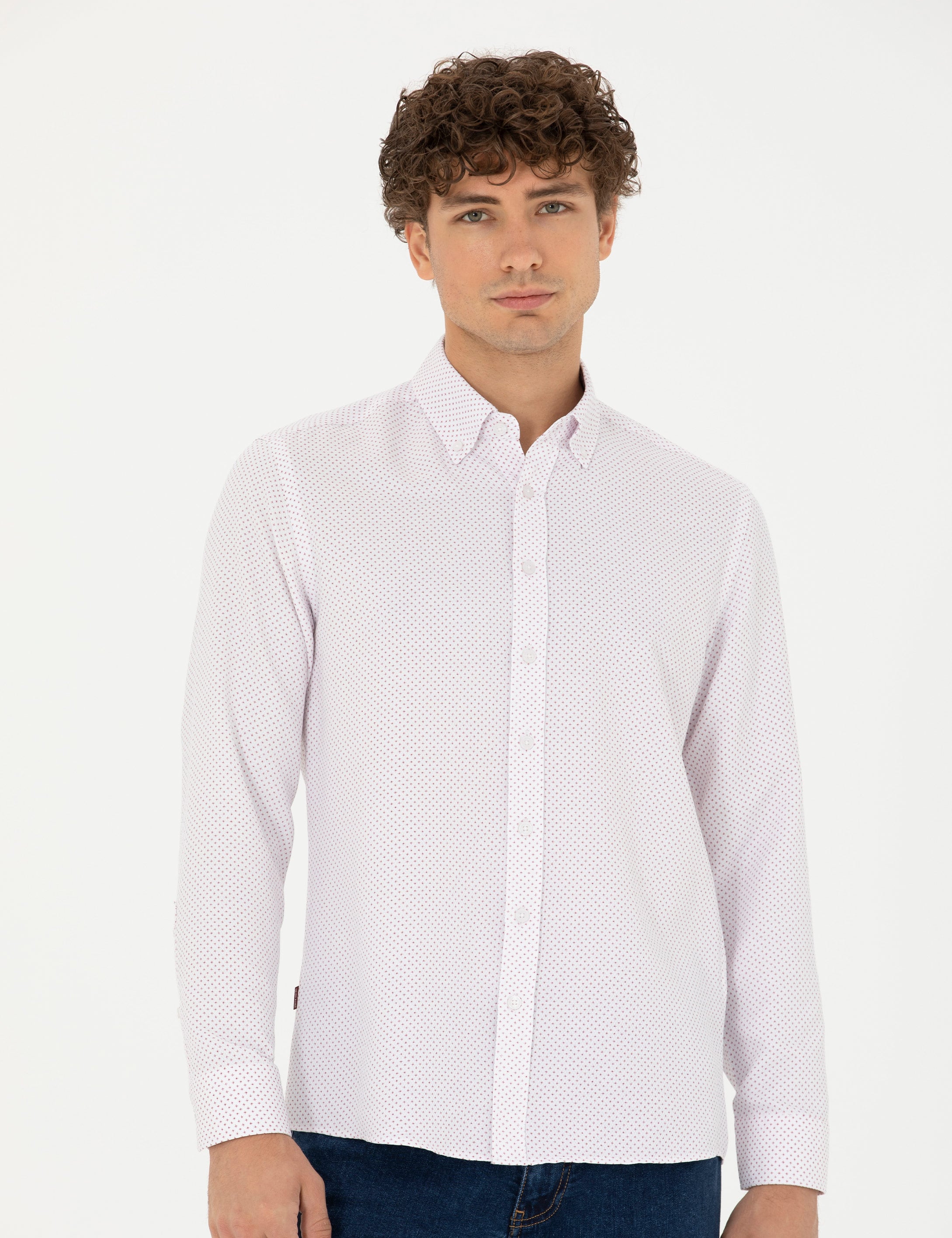 Bordo Slim Fit Uzun Kollu Gömlek