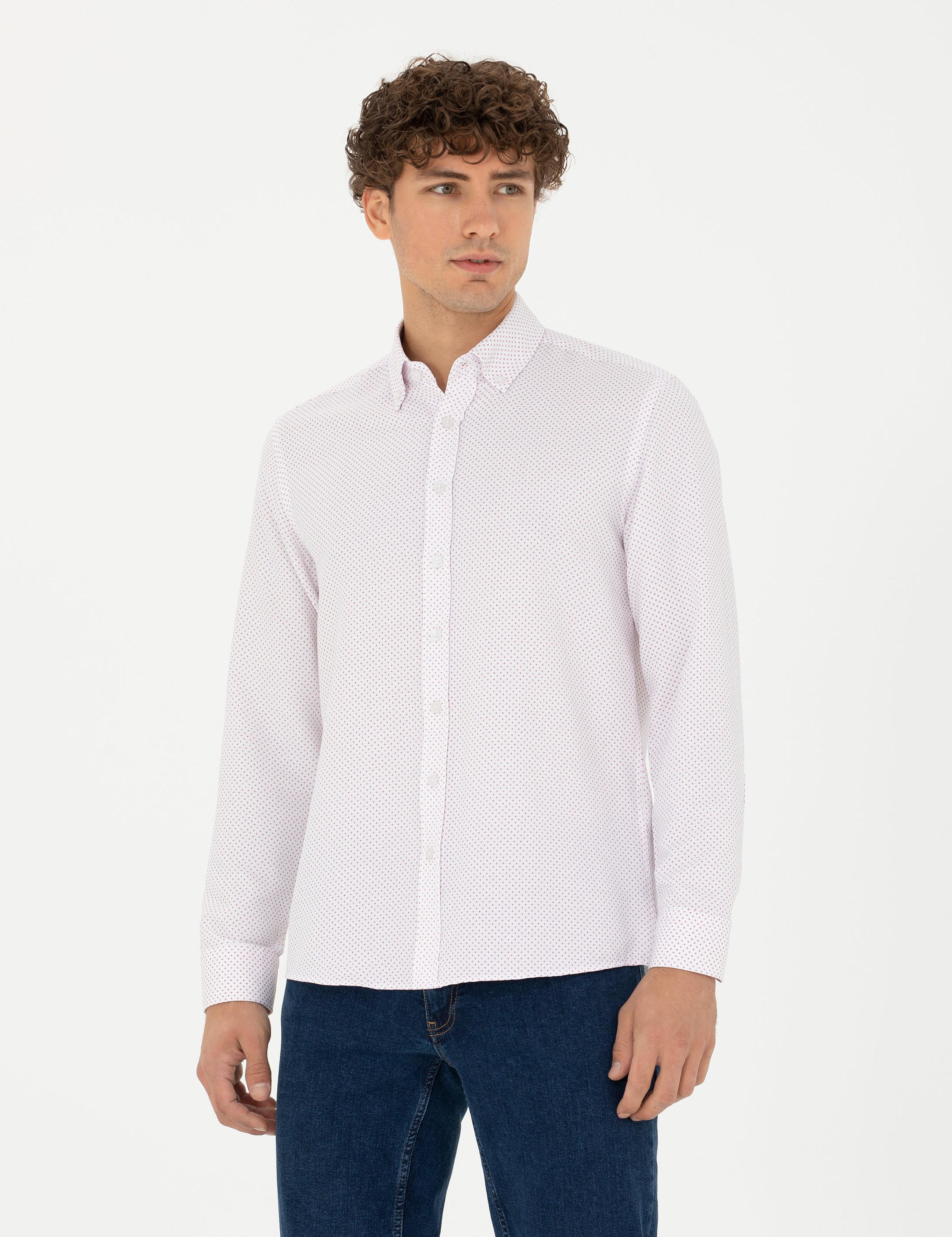 Bordo Slim Fit Uzun Kollu Gömlek