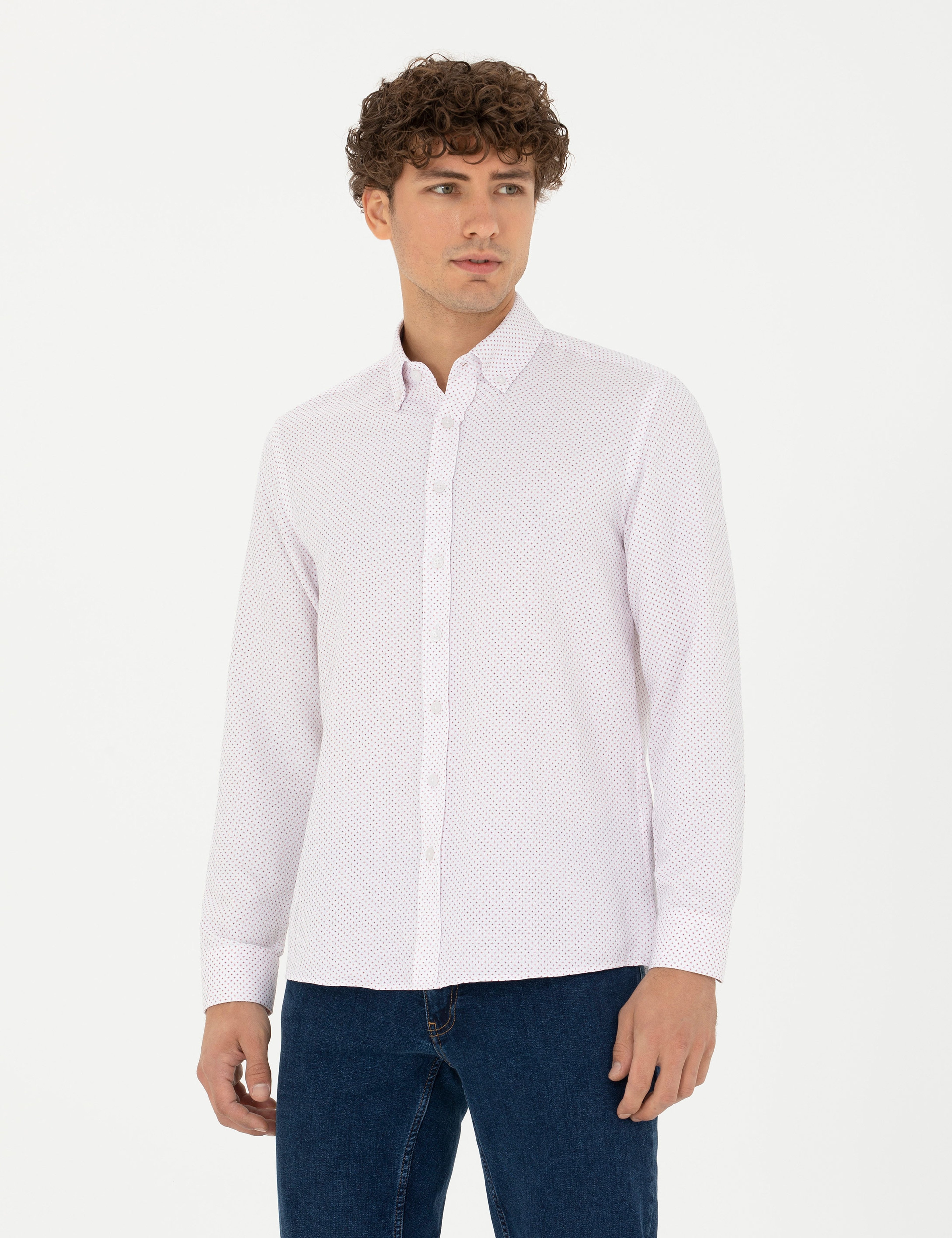 Bordo Slim Fit Uzun Kollu Gömlek