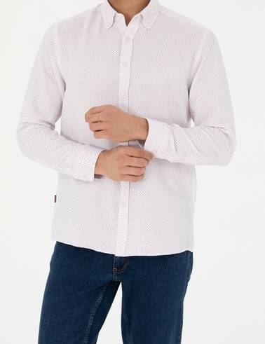 Bordo Slim Fit Uzun Kollu Gömlek