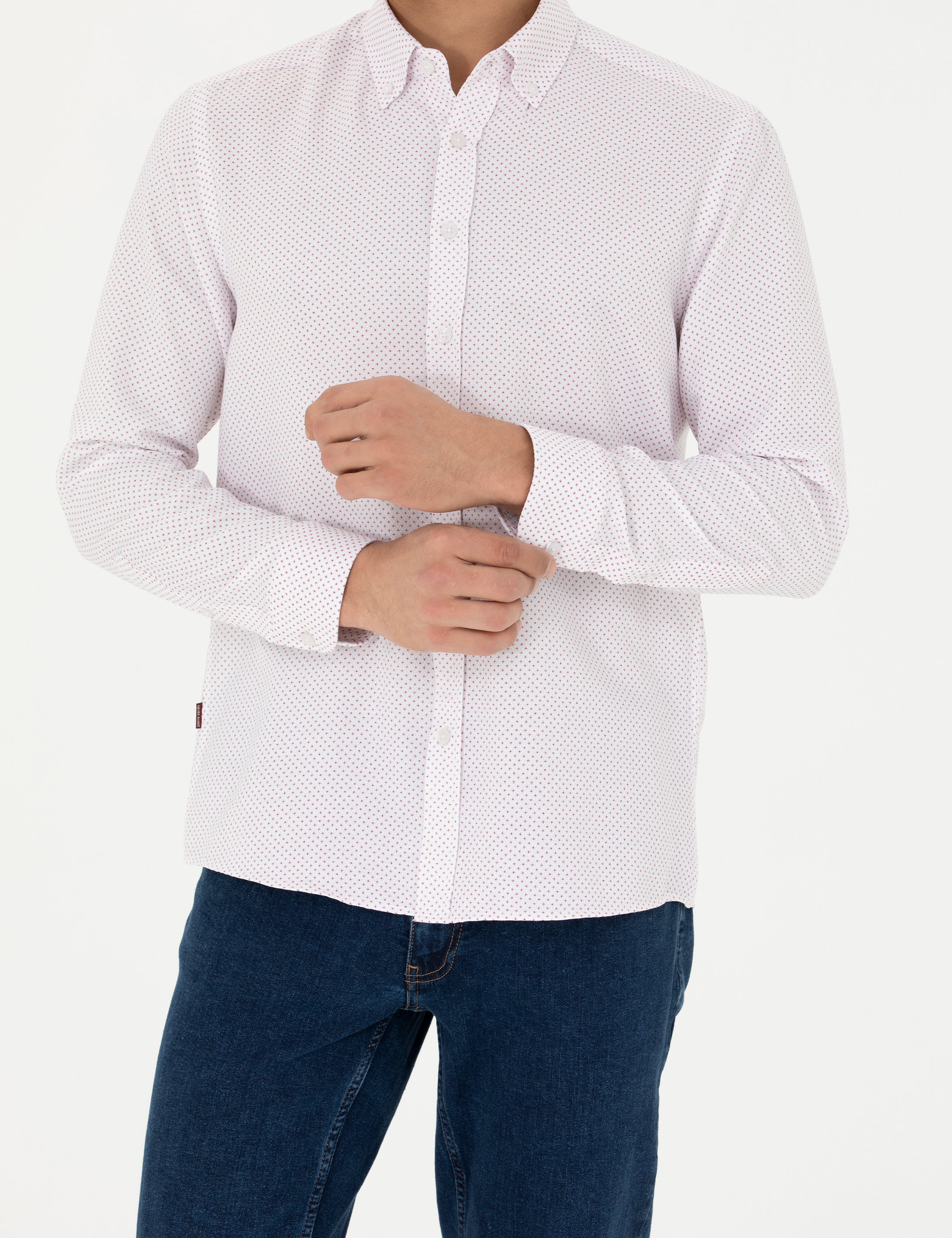 Bordo Slim Fit Uzun Kollu Gömlek
