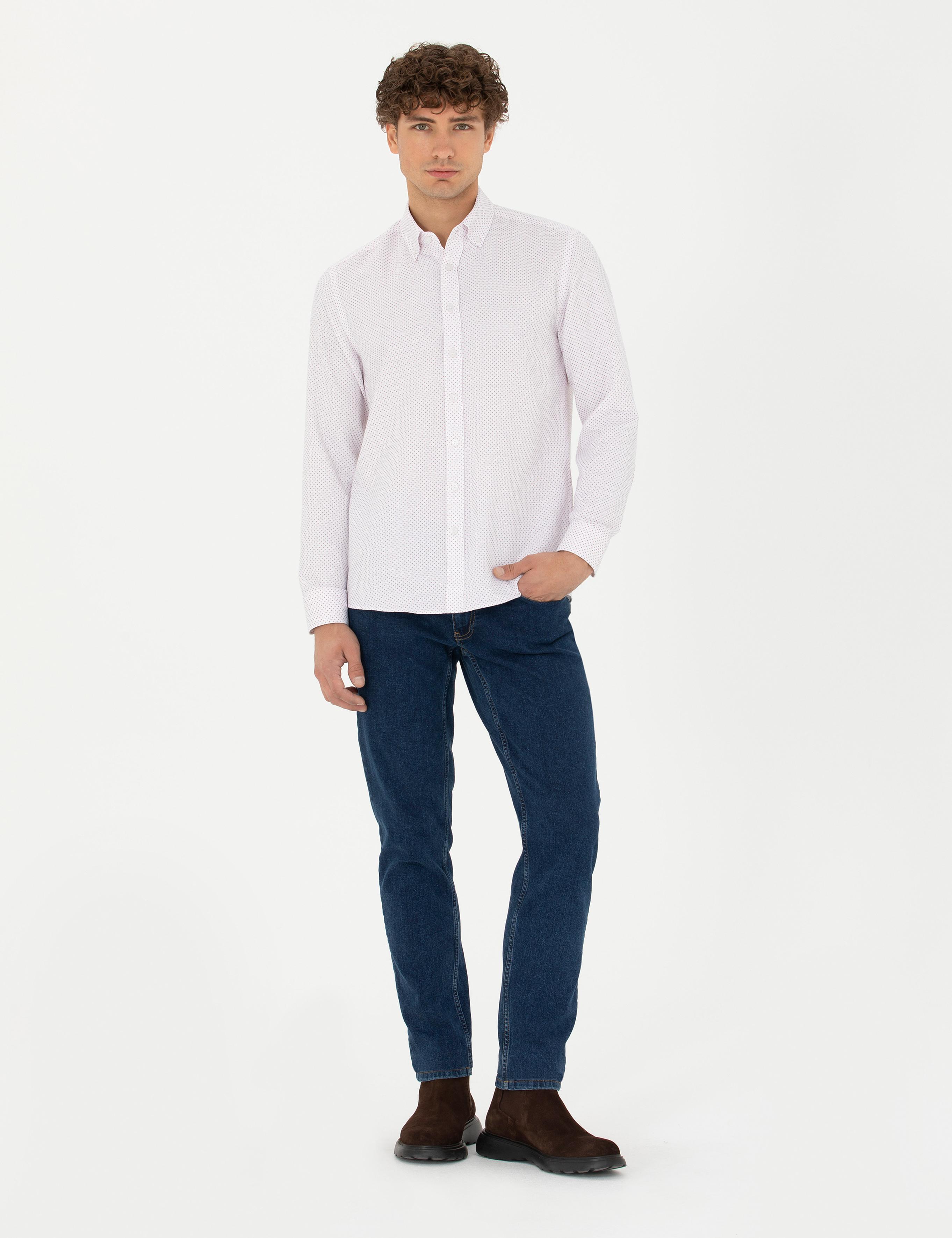 Bordo Slim Fit Uzun Kollu Gömlek