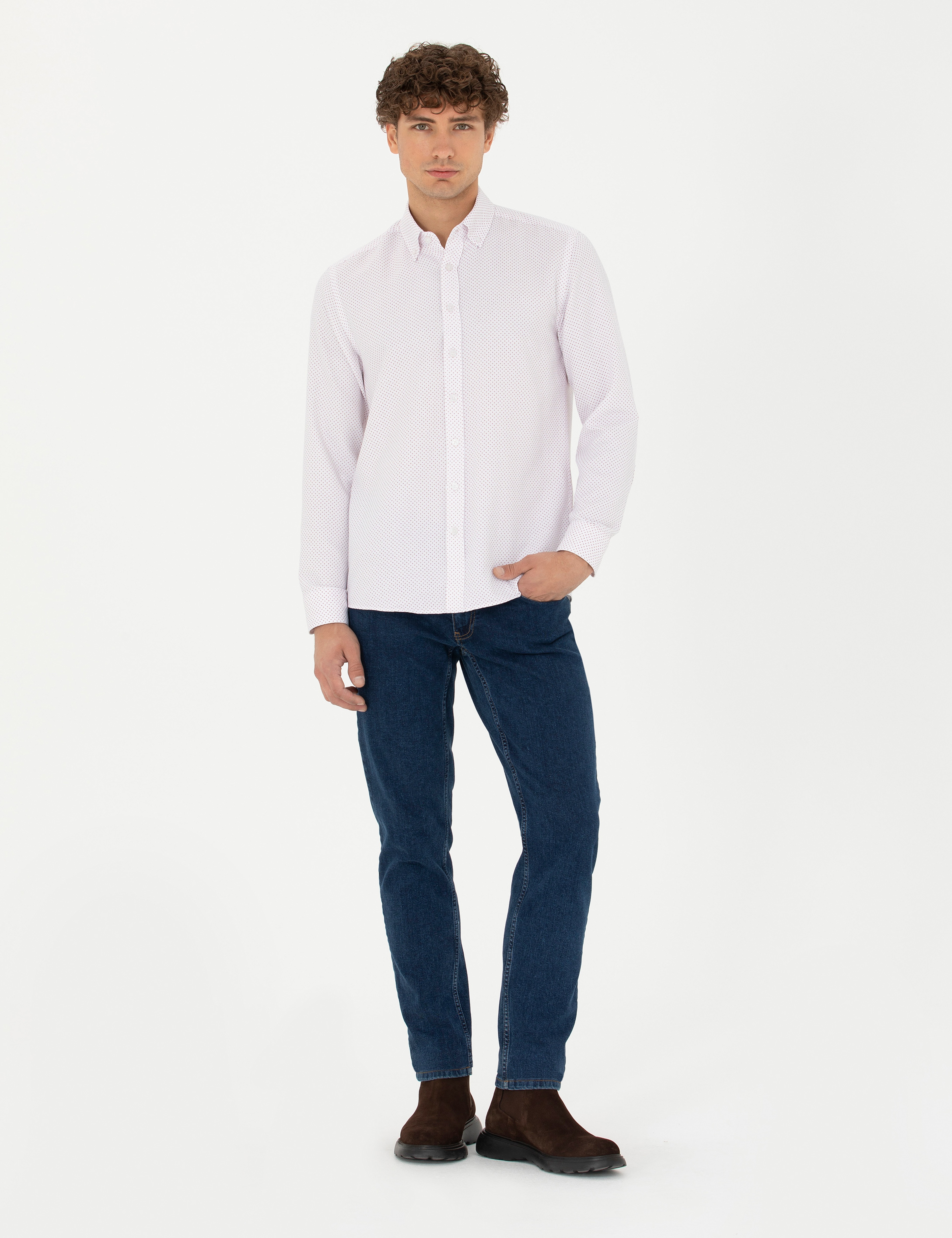 Bordo Slim Fit Uzun Kollu Gömlek - Image 4