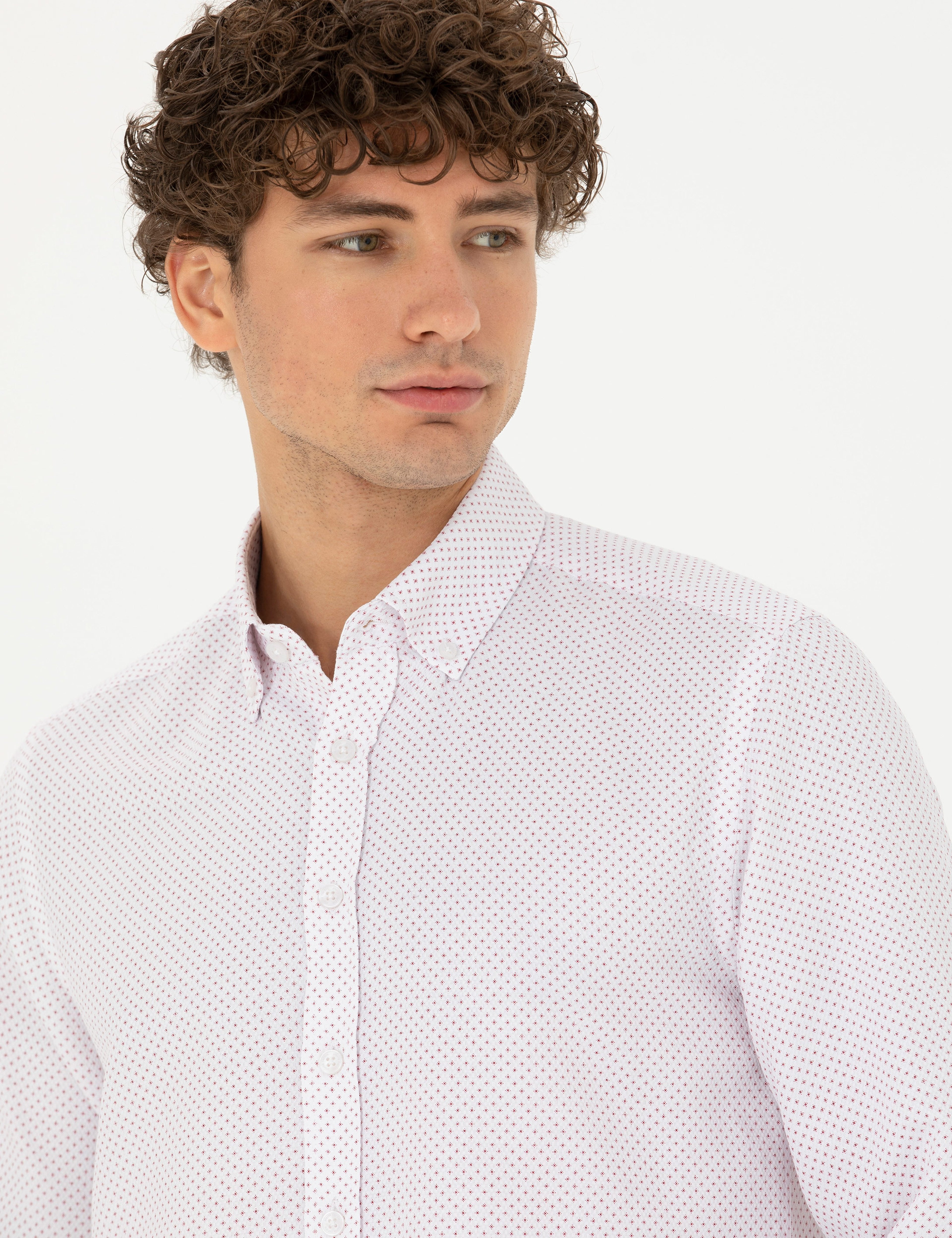 Bordo Slim Fit Uzun Kollu Gömlek