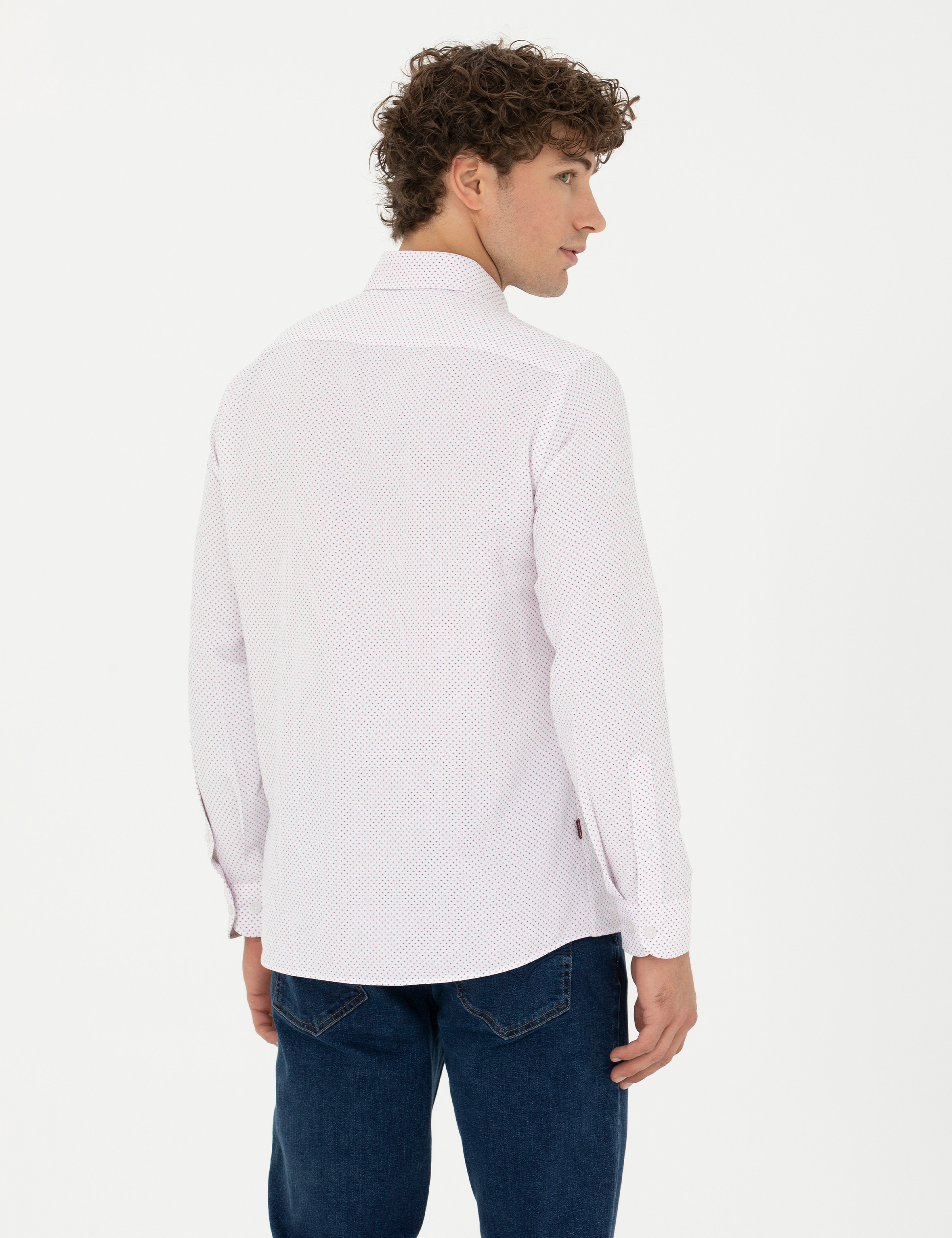 Bordo Slim Fit Uzun Kollu Gömlek - Image 5