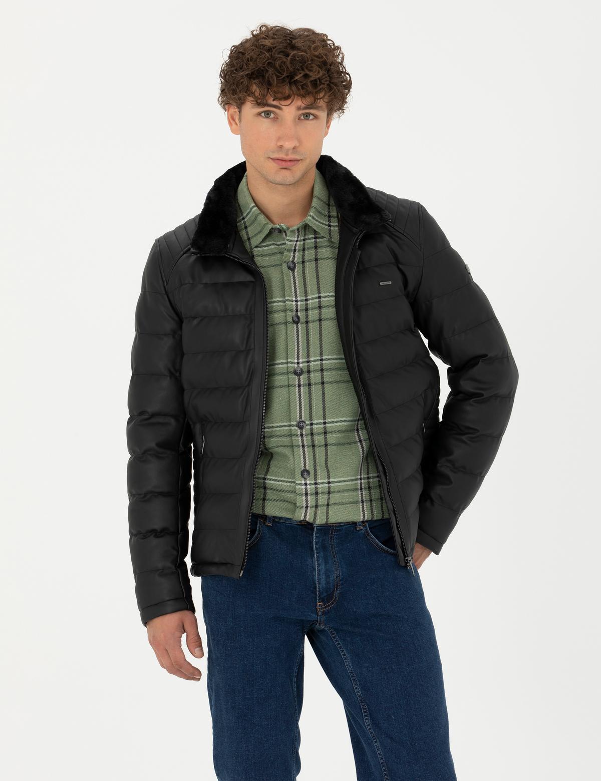 Siyah Suni Deri Mont - 50280299007