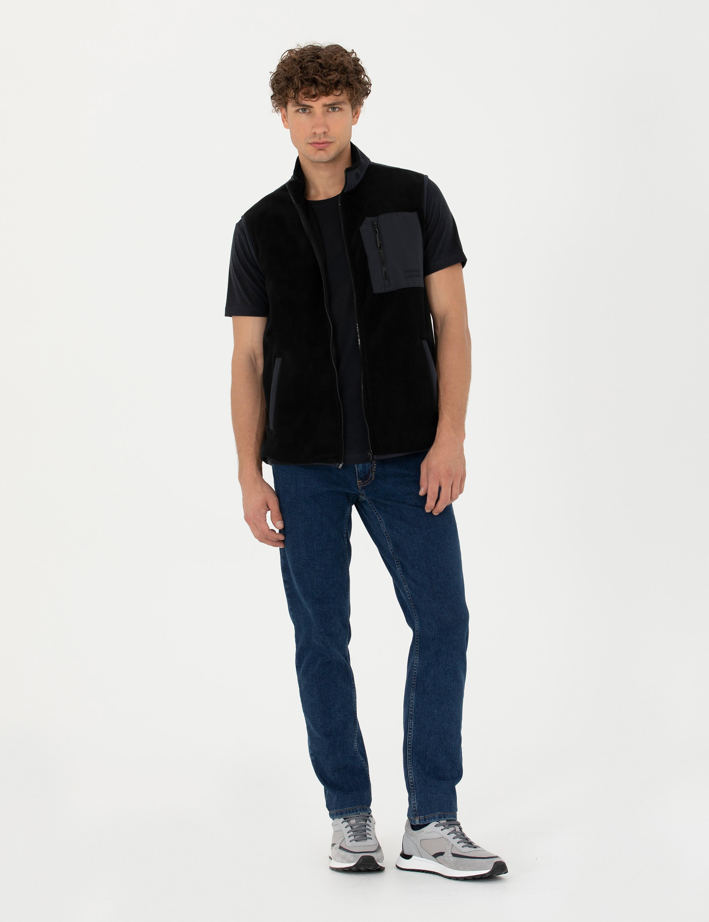 Siyah Regular Fit Polar Yelek