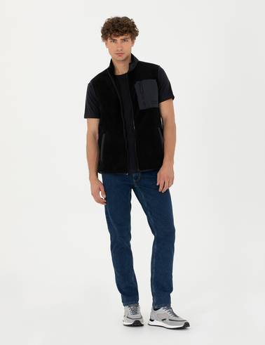 Siyah Regular Fit Polar Yelek