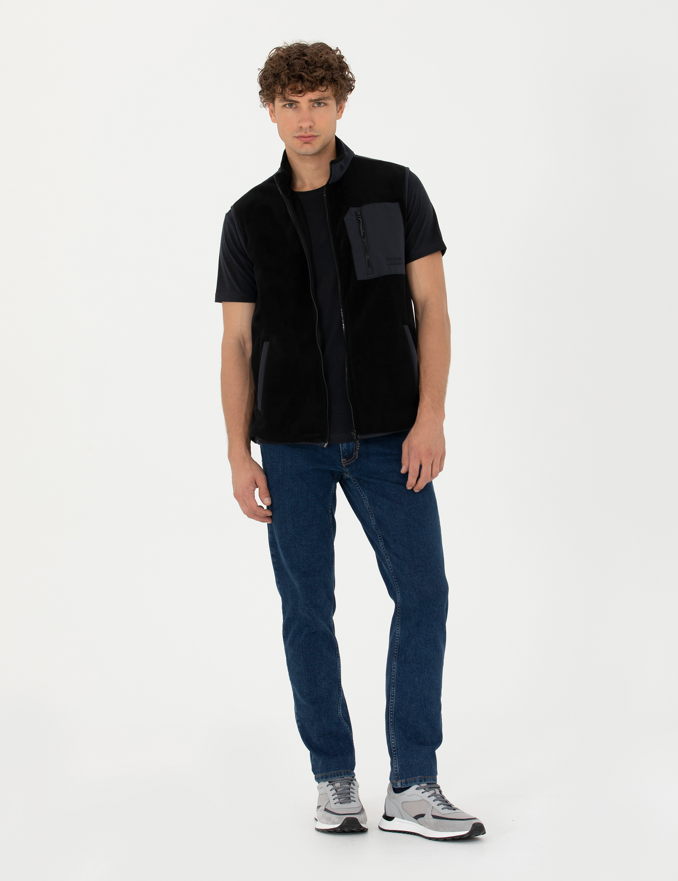 Siyah Regular Fit Polar Yelek