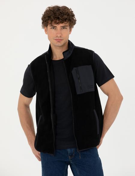 Siyah Regular Fit Polar Yelek - 50273923033