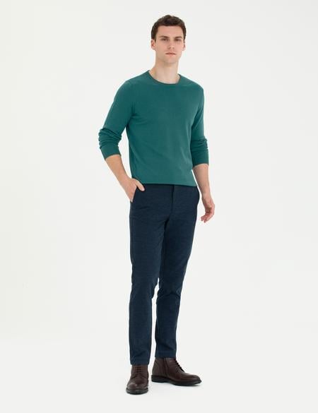 Yeşil Slim Fit Bisiklet Yaka Basic Triko Kazak - 50270179243