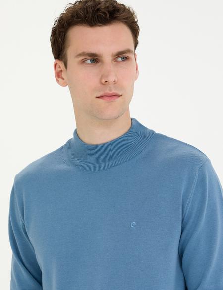 Koyu Mavi Slim Fit Yarım Balıkçı Yaka Basic Triko Kazak - 50276161041