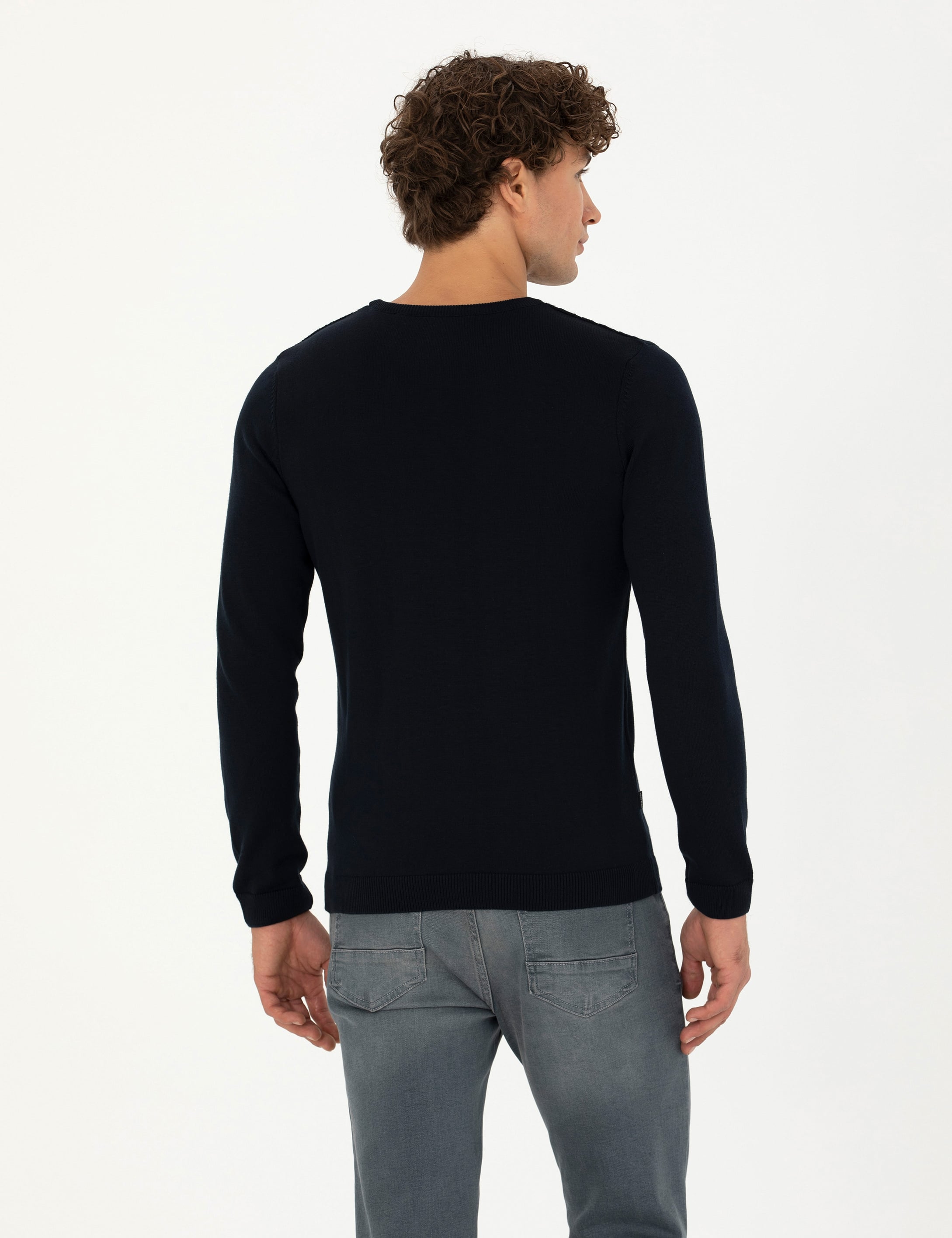 Pierre Cardin Lacivert Slim Fit Bisiklet Yaka Triko Kazak görsel 5