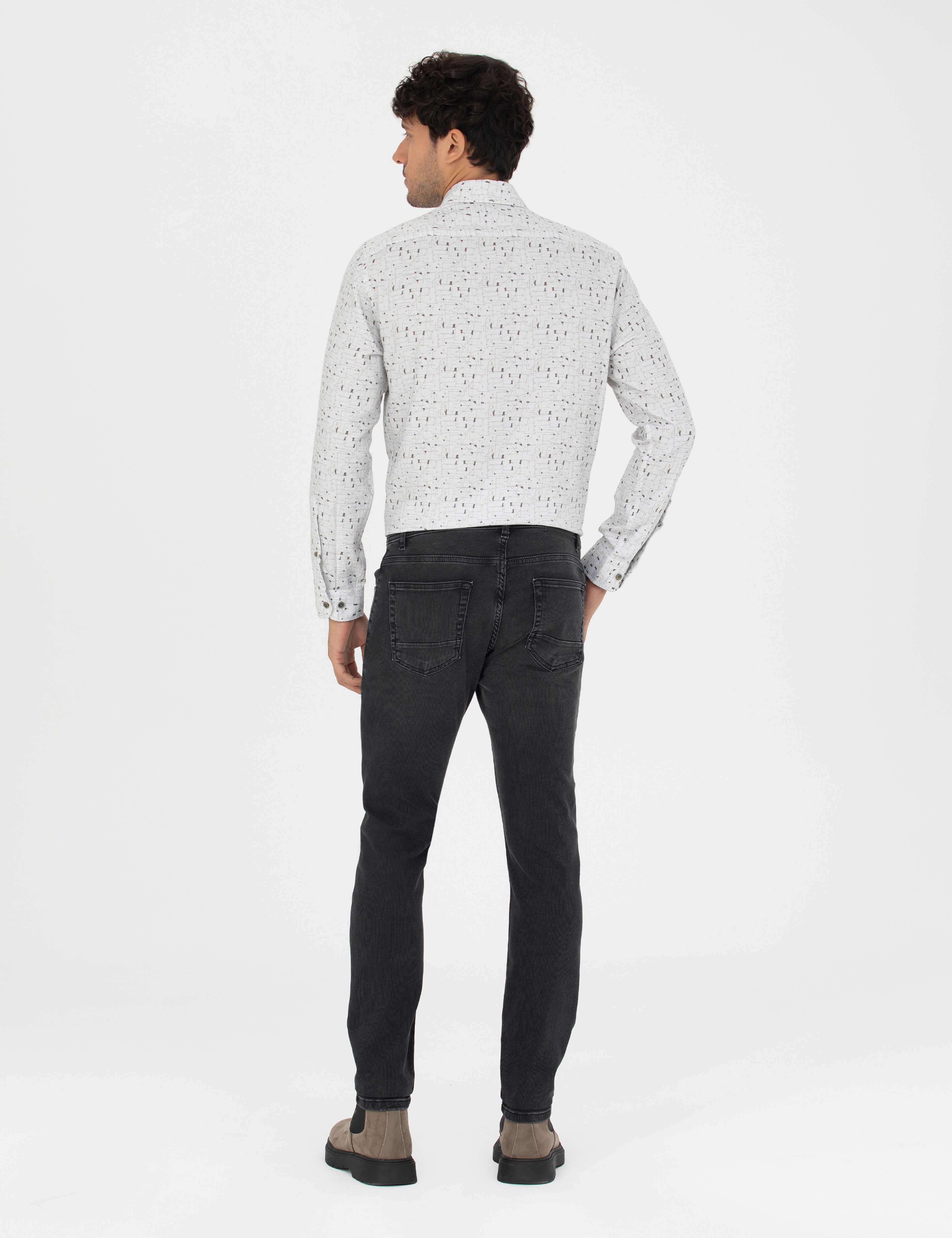 Siyah Slim Fit Jean Pantolon - Image 4