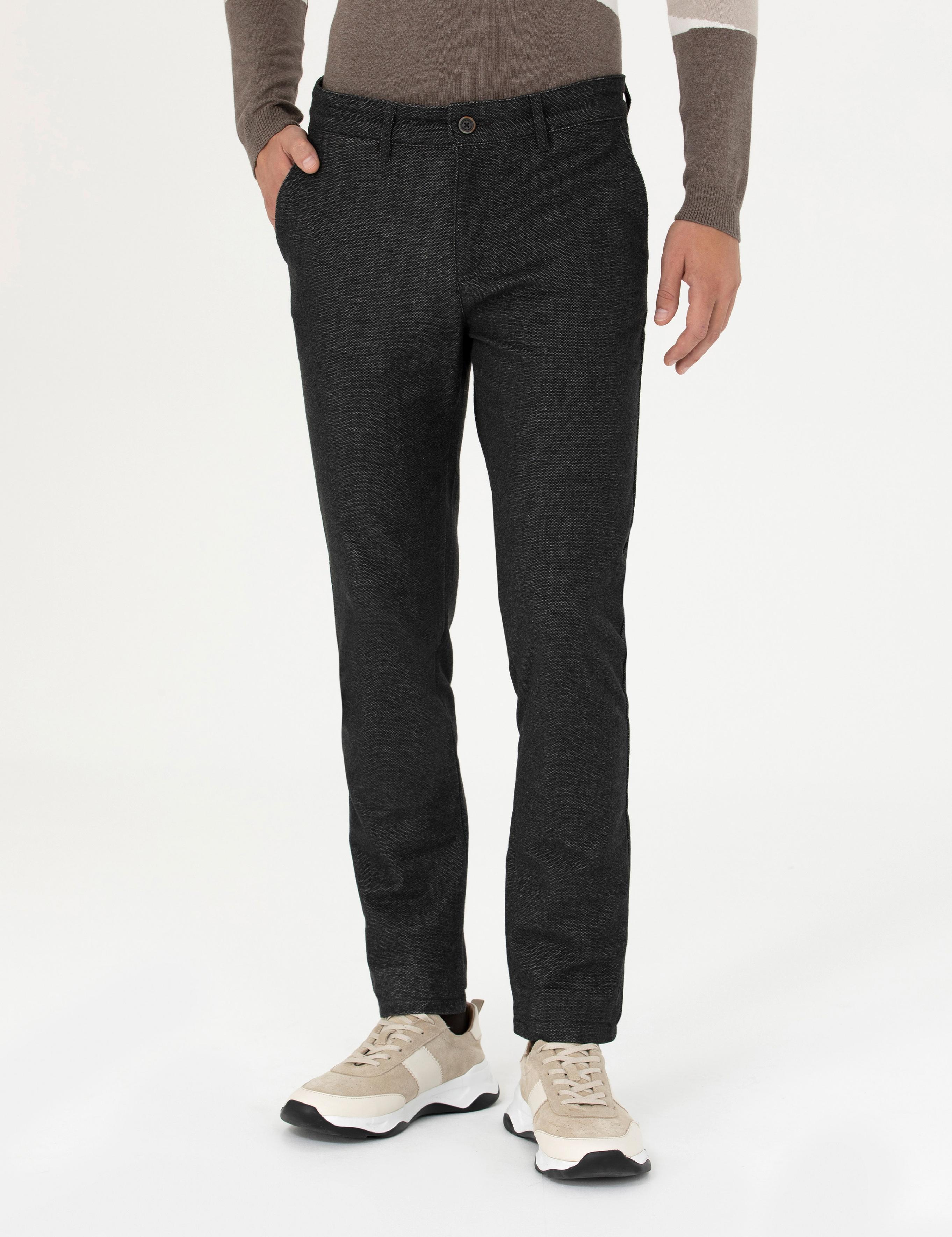 Antrasit Slim Fit Kanvas Pantolon