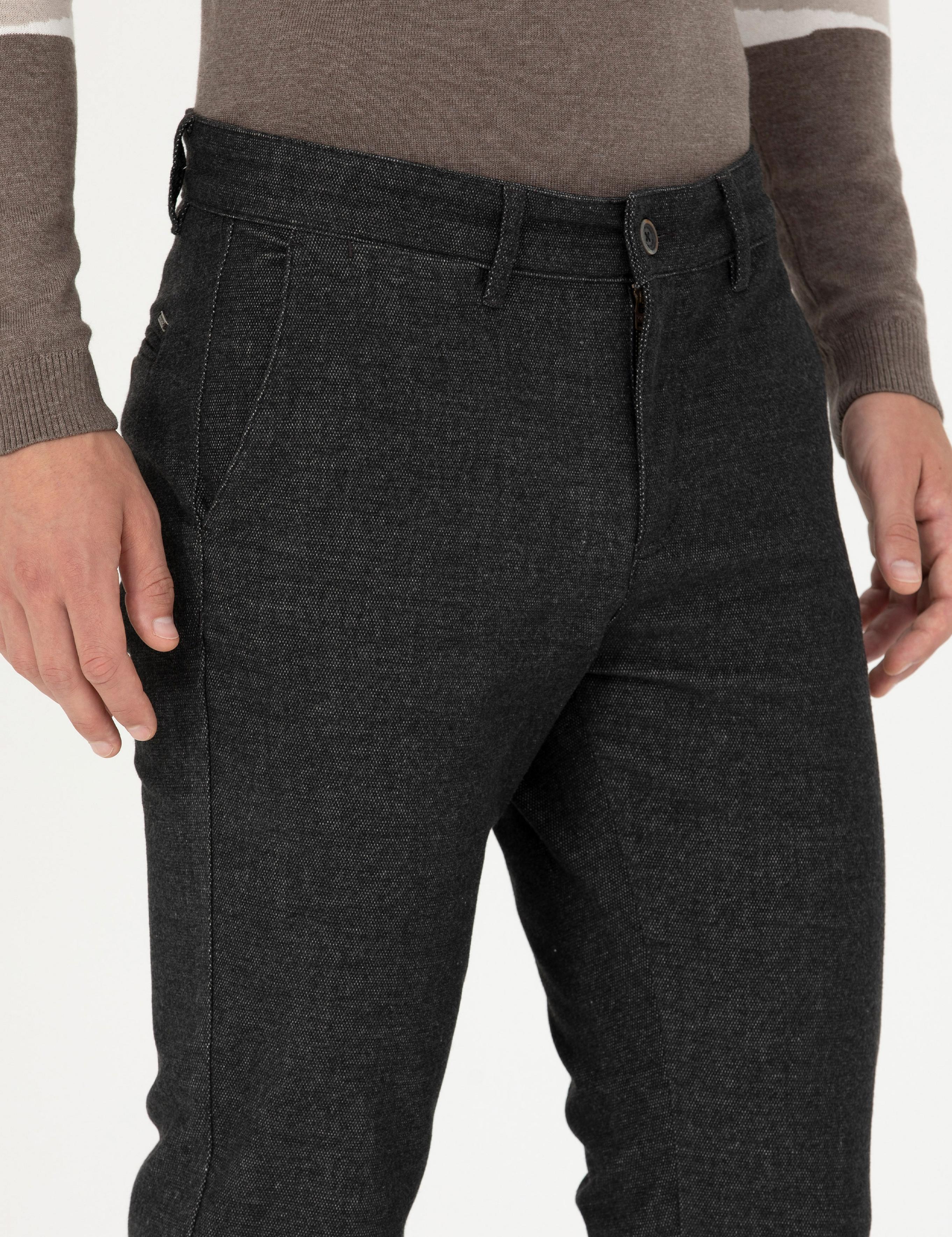 Antrasit Slim Fit Kanvas Pantolon