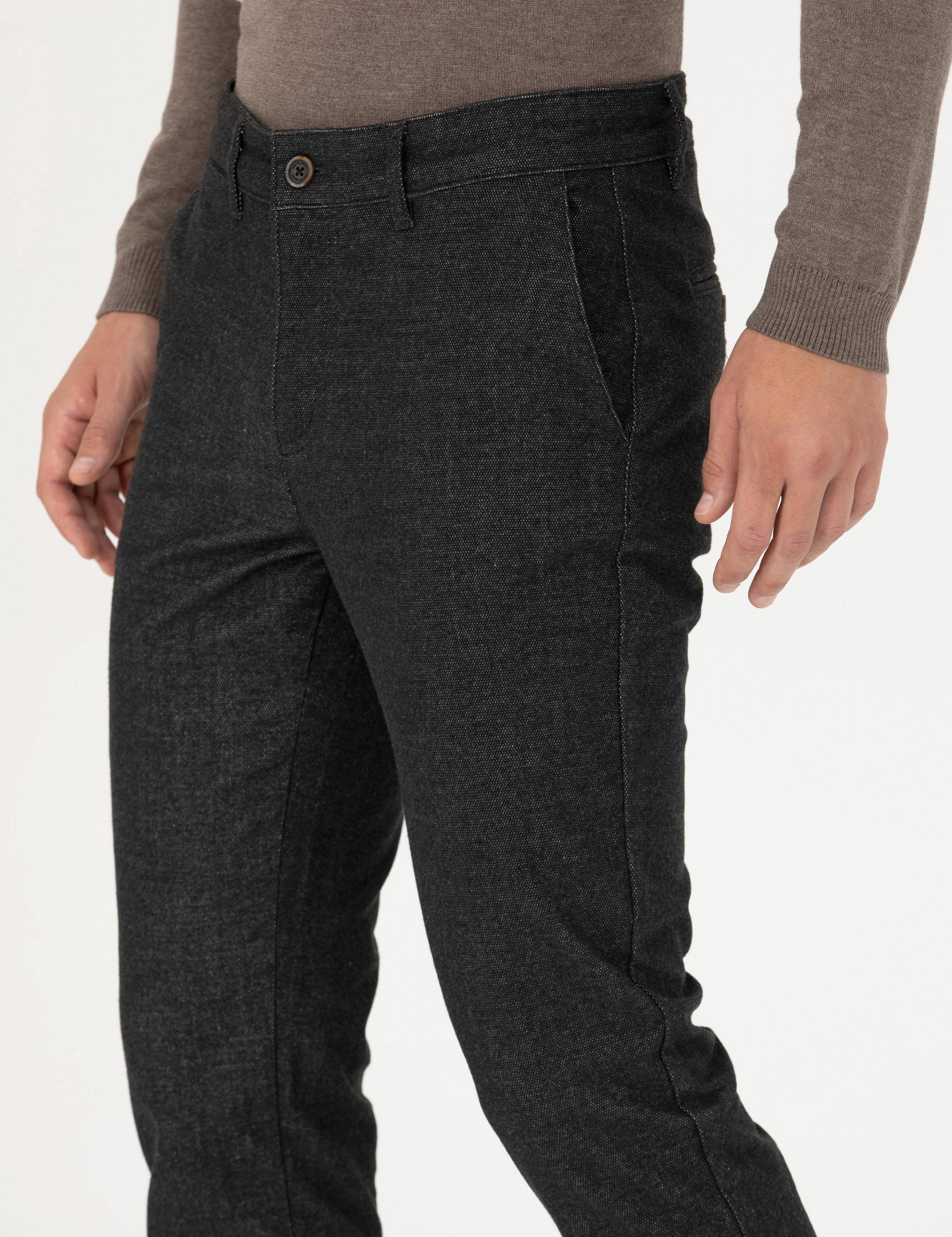 Antrasit Slim Fit Kanvas Pantolon