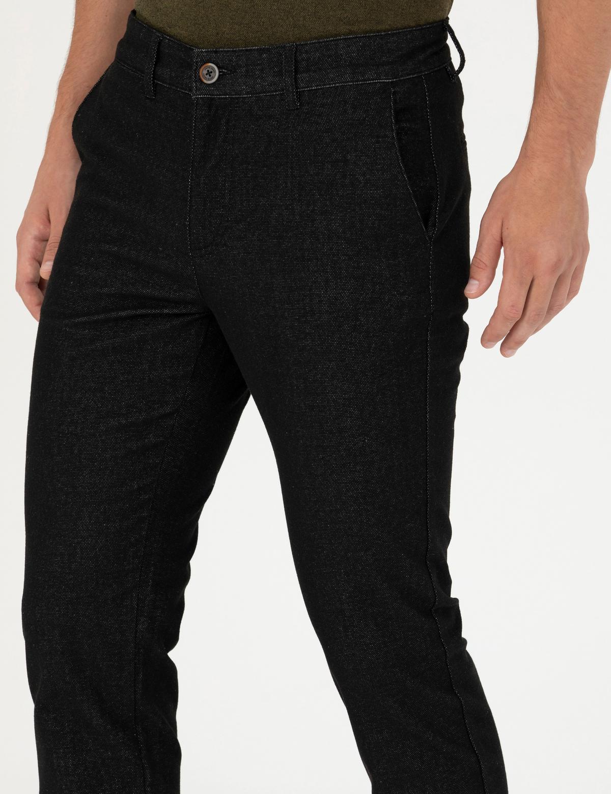 Siyah Slim Fit Kanvas Pantolon - 50278130279