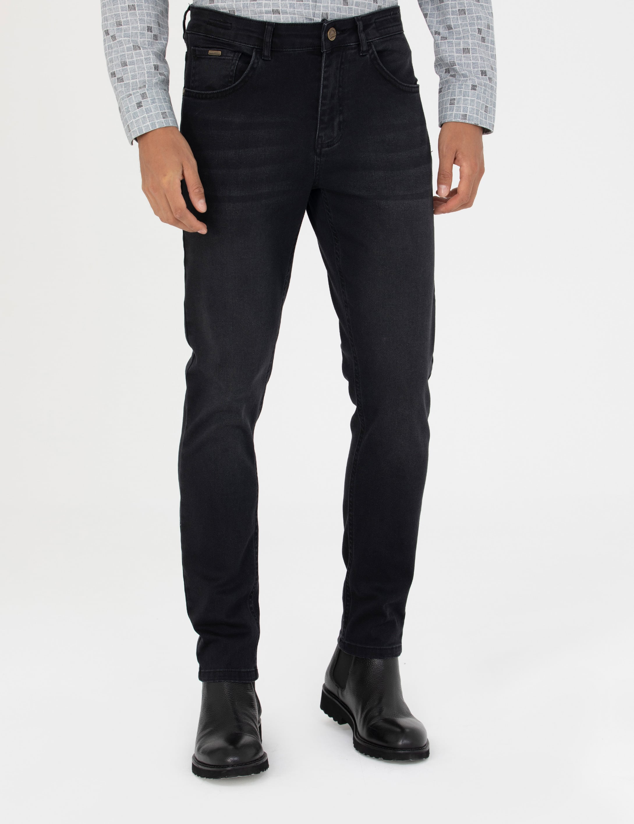 Siyah Slim Fit Jean Pantolon - Image 2